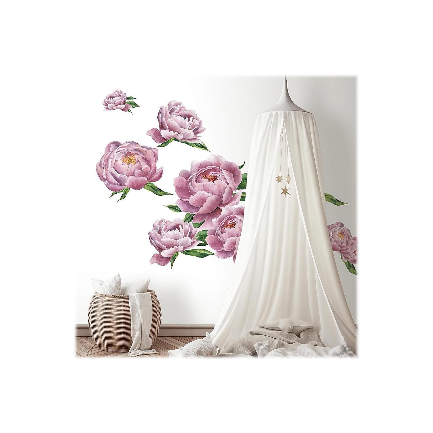 RoomMates RMK3893GM Large Peony Flower Wall Decals - Peel and Stick Removable Wall Stickers for Bedroom, Living Room, Nursery Decor