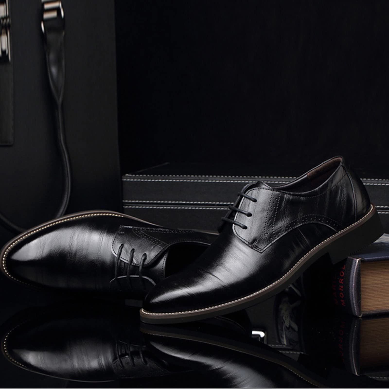 Men's Genuine Leather Dress Shoes - Wide Width Derby Brogues for Business & Formal Occasions | Comfortable Office Shoes for Professional Men