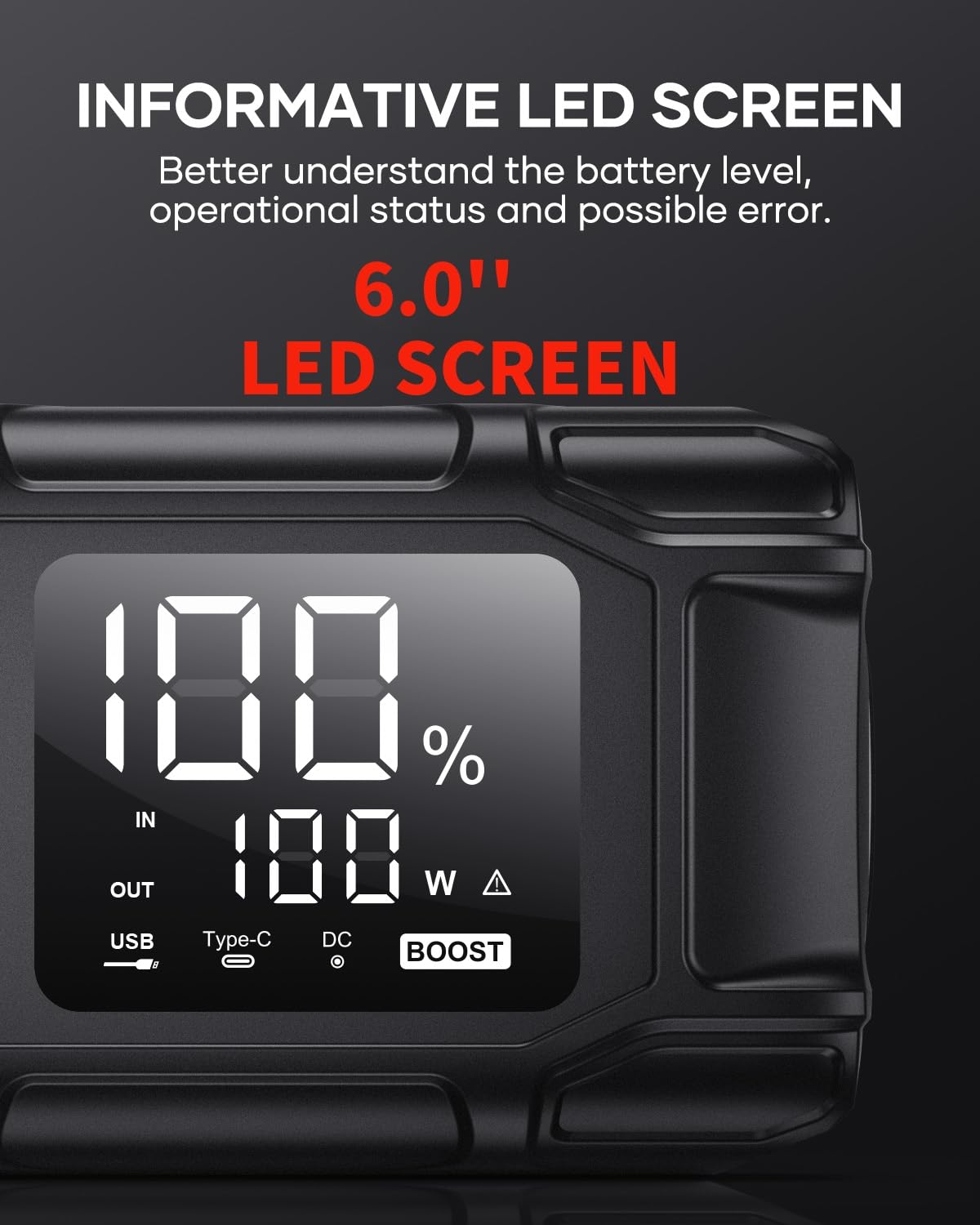 FLYLINKTECH 8000A Peak 26800mAh Car Battery Jump Starter - Portable 12V Jump Box for All Gas & 12L Diesel Engines with PD45W Fast Charging & 600 Lumen LED Light - Emergency Roadside Assistance & Power Bank for Camping, Travel, and Outdoor Adventures