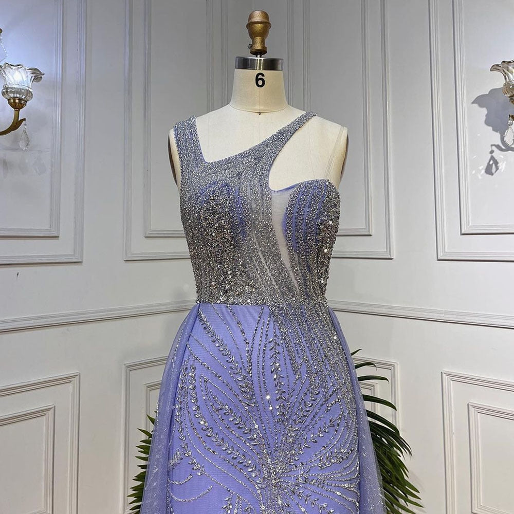 Serene Hill Lilac Mermaid One Shoulder Beaded Luxury Evening Dress for Women - Wedding, Prom, Gala & Formal Party Gown LA72031 | Elegant Night Out & Special Occasion Wear