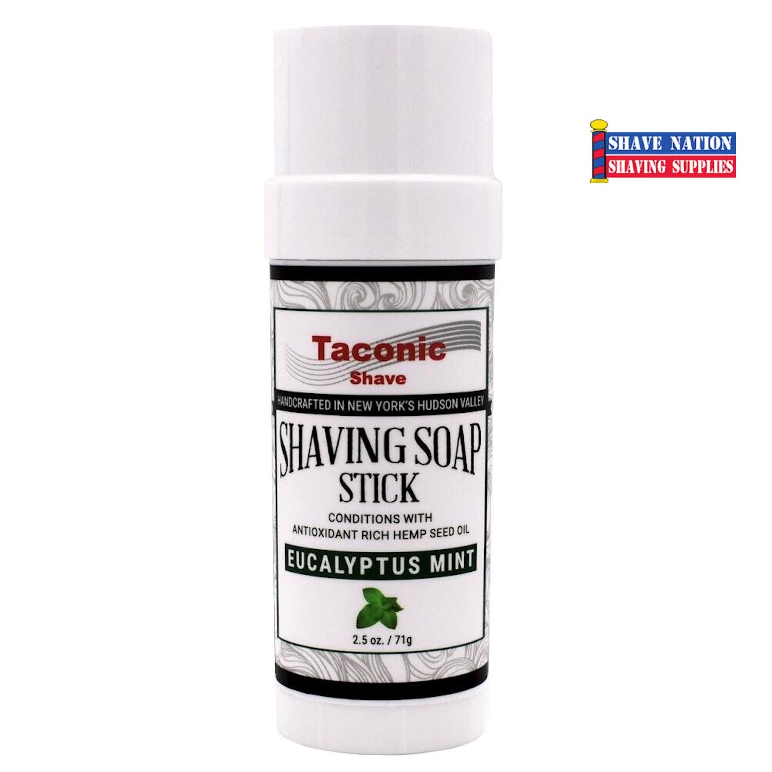 Taconic Eucalyptus Mint Shaving Stick for Men - Natural & Refreshing Shave Soap Bar - Perfect for Travel, Camping & Daily Grooming Routine
