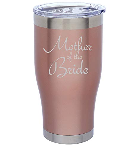 Rose Gold Double Wall Vacuum Insulated Stainless Steel Tumbler - 24oz Travel Mug for Coffee & Tea - Perfect for Mother of the Bride, Office Commute & Outdoor Adventures