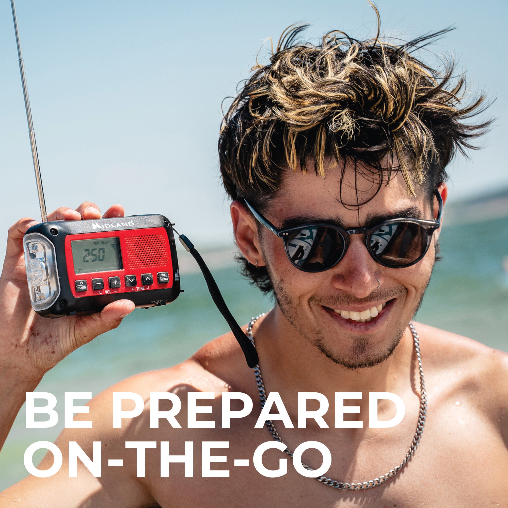 ER40 Portable Emergency Weather Alert Crank Radio - NOAA Weather Radio with AM/FM, Solar Power & USB Charger - Perfect for Camping, Hiking & Power Outages