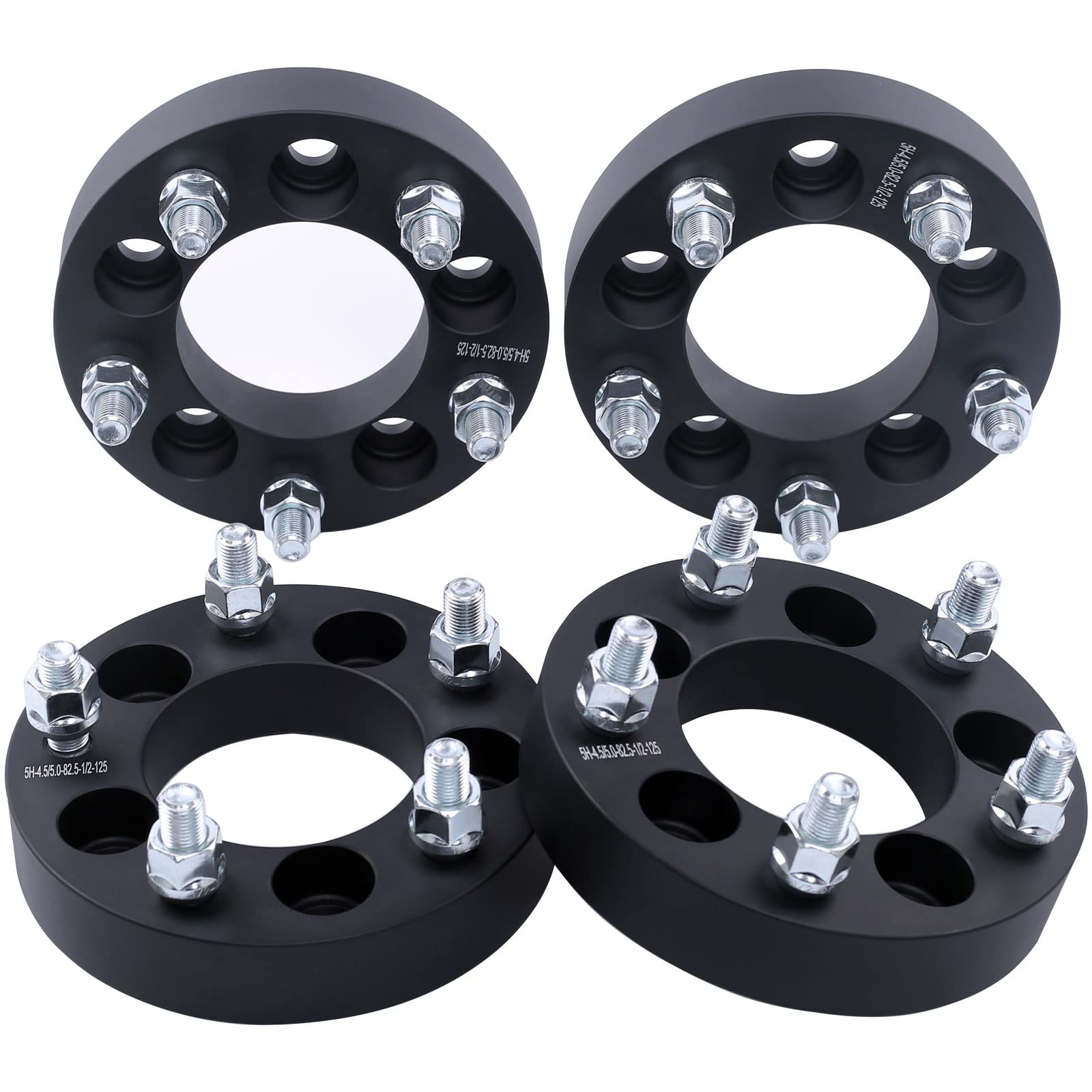 DCVAMOUS 4PC Black 5x4.5 5x114.3 Wheel Spacers 1 Inch with 1/2