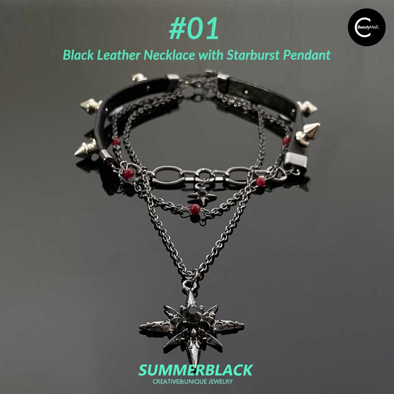 SUMMERBLACK Obsidian Star Choker Necklace for Women - Elegant Gothic Jewelry for Everyday Wear, Spiritual Healing & Special Occasions