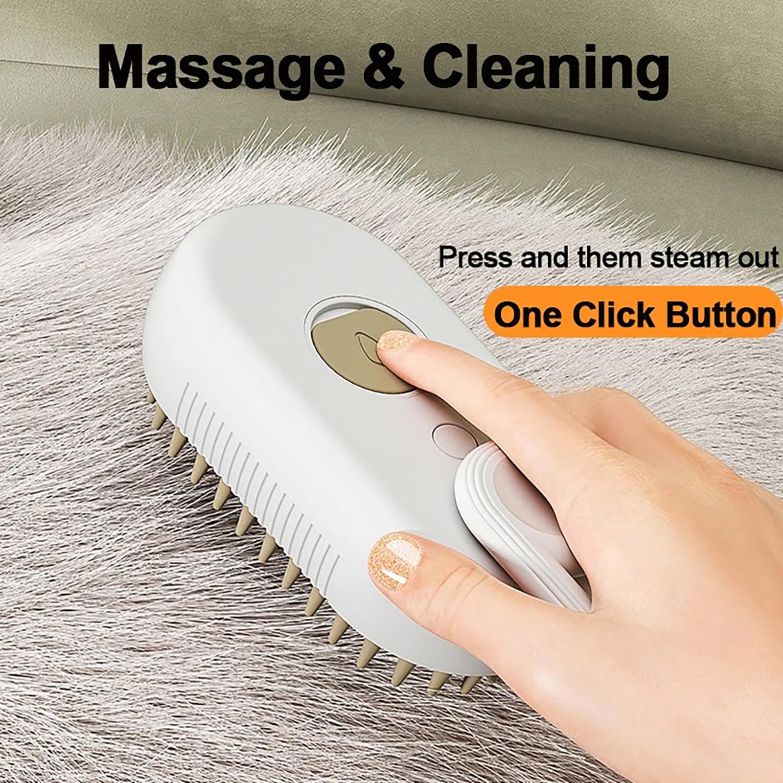 3-in-1 Self Cleaning Steam Cat Brush - Pet Grooming Brush with Massage Function for Cats & Dogs | White | Removes Pet Hair Easily | Perfect for Home Grooming & Relaxation Sessions