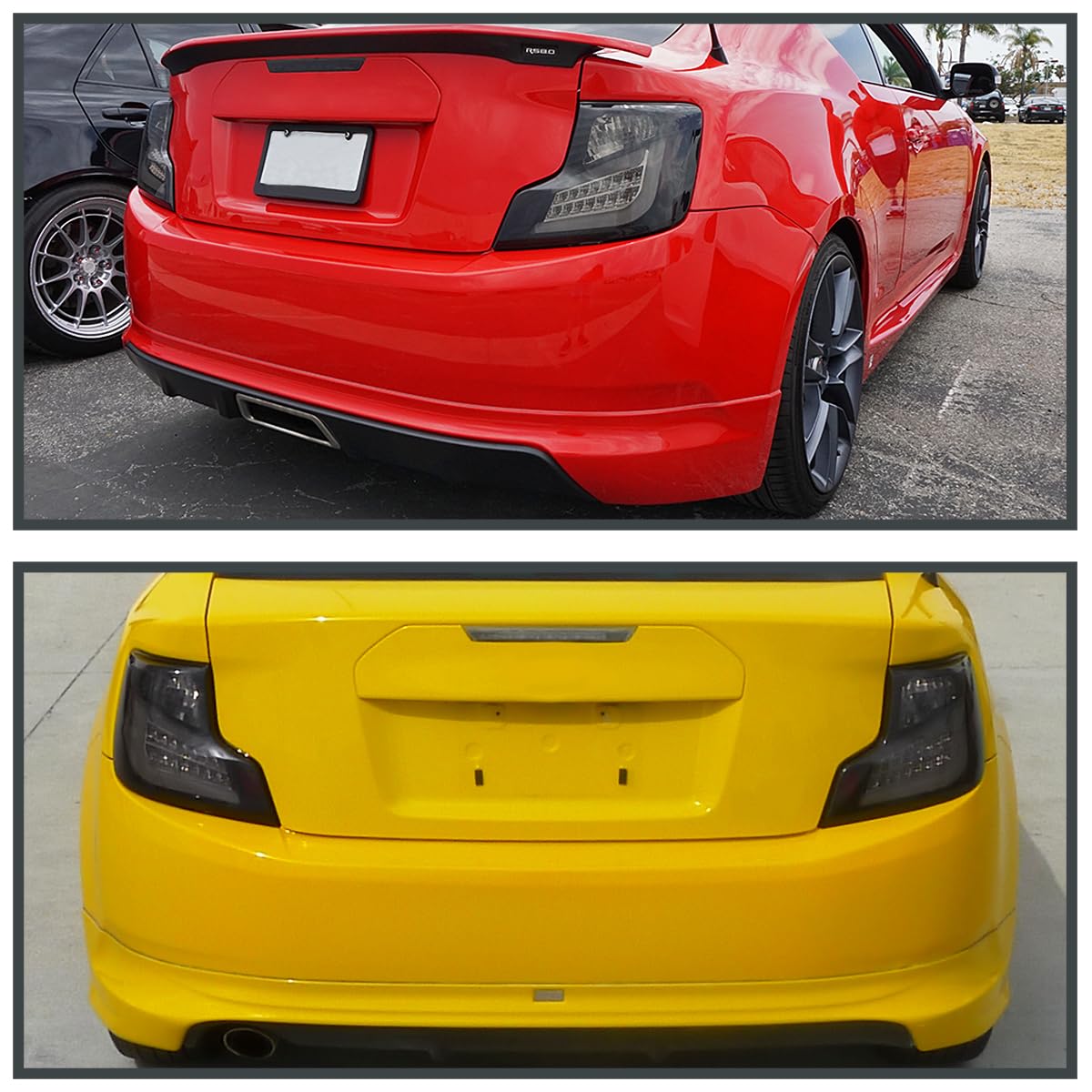 Spec-D Tuning Glossy Black Smoke LED Tail Lights for 2011-2013 Scion tC (Pre-May 2013 Production) - Left & Right Pair Assembly - Enhanced Night Visibility & Style Upgrade for Your Coupe