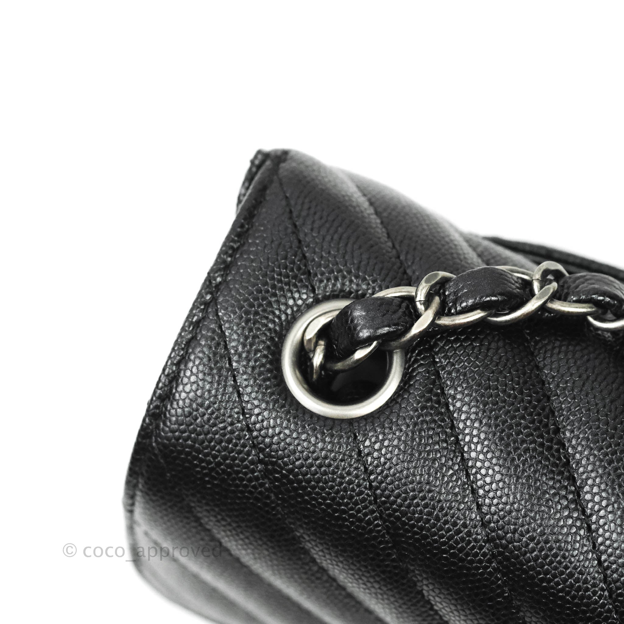 Chanel Chevron Mini Rectangular Flap Bag in Iridescent Black Caviar Leather with Ruthenium Hardware - Perfect for Evening Events & Luxury Fashion Accessories