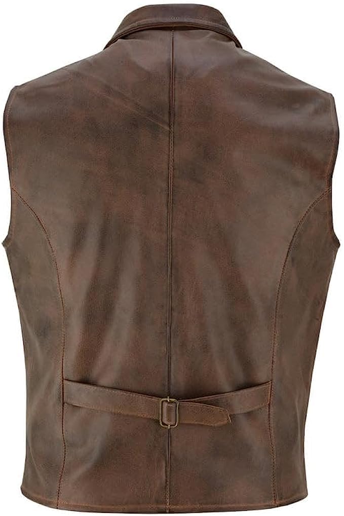 Men's Classic Motorcycle Leather Vest - Biker Club Style Waistcoat with Concealed Gun Carry Pockets | Perfect for Riding, Outdoor Adventures & Concealed Carry