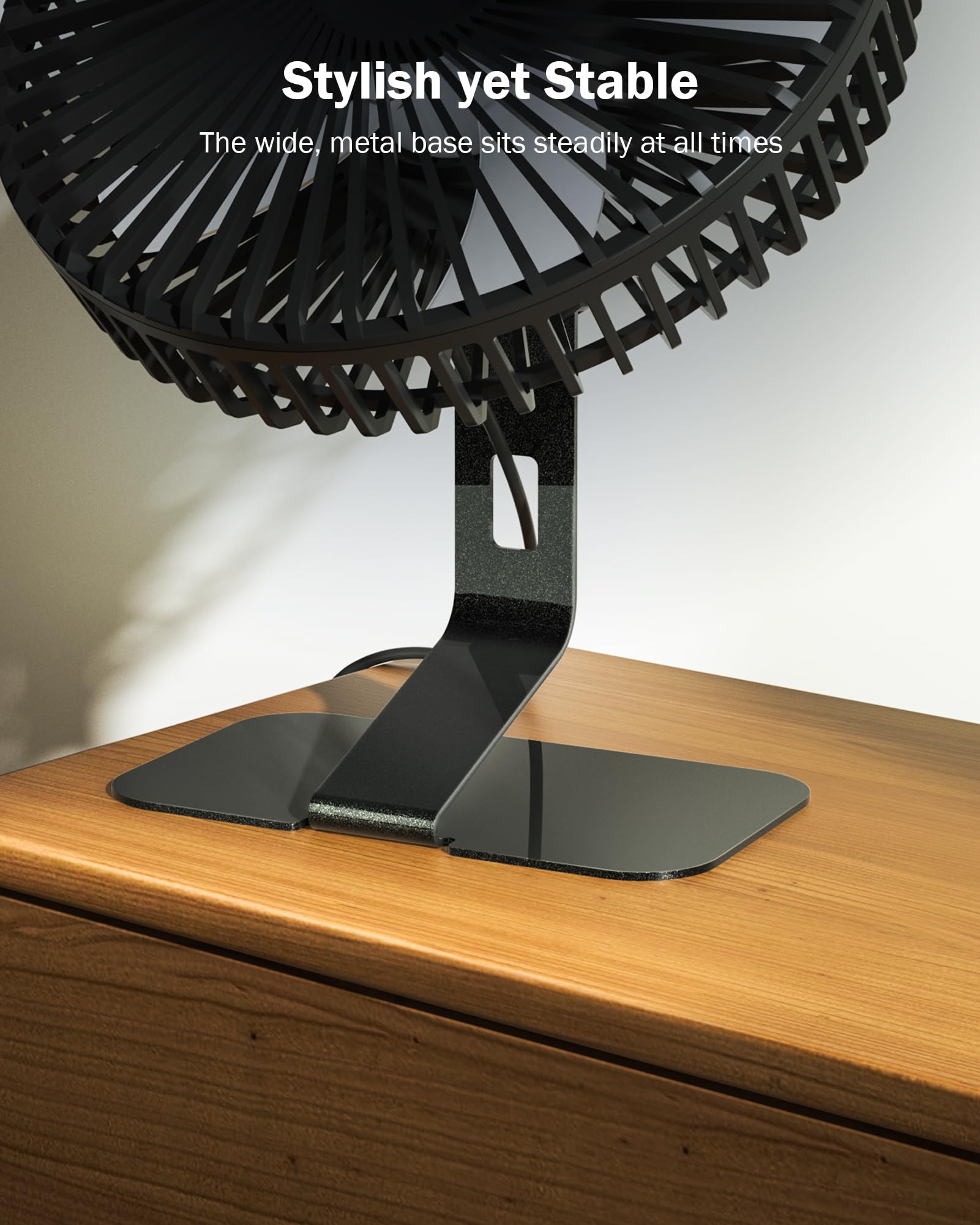SLENPET 6 Inch USB Desk Fan with 4 Speed Settings - Ultra Quiet Personal Cooling Fan with 90° Adjustable Head & Metal Base - Portable Mini Table Fan for Home, Office, Bedroom, Dorm (Black) | Perfect for Work Desks, Nightstands, and Small Spaces