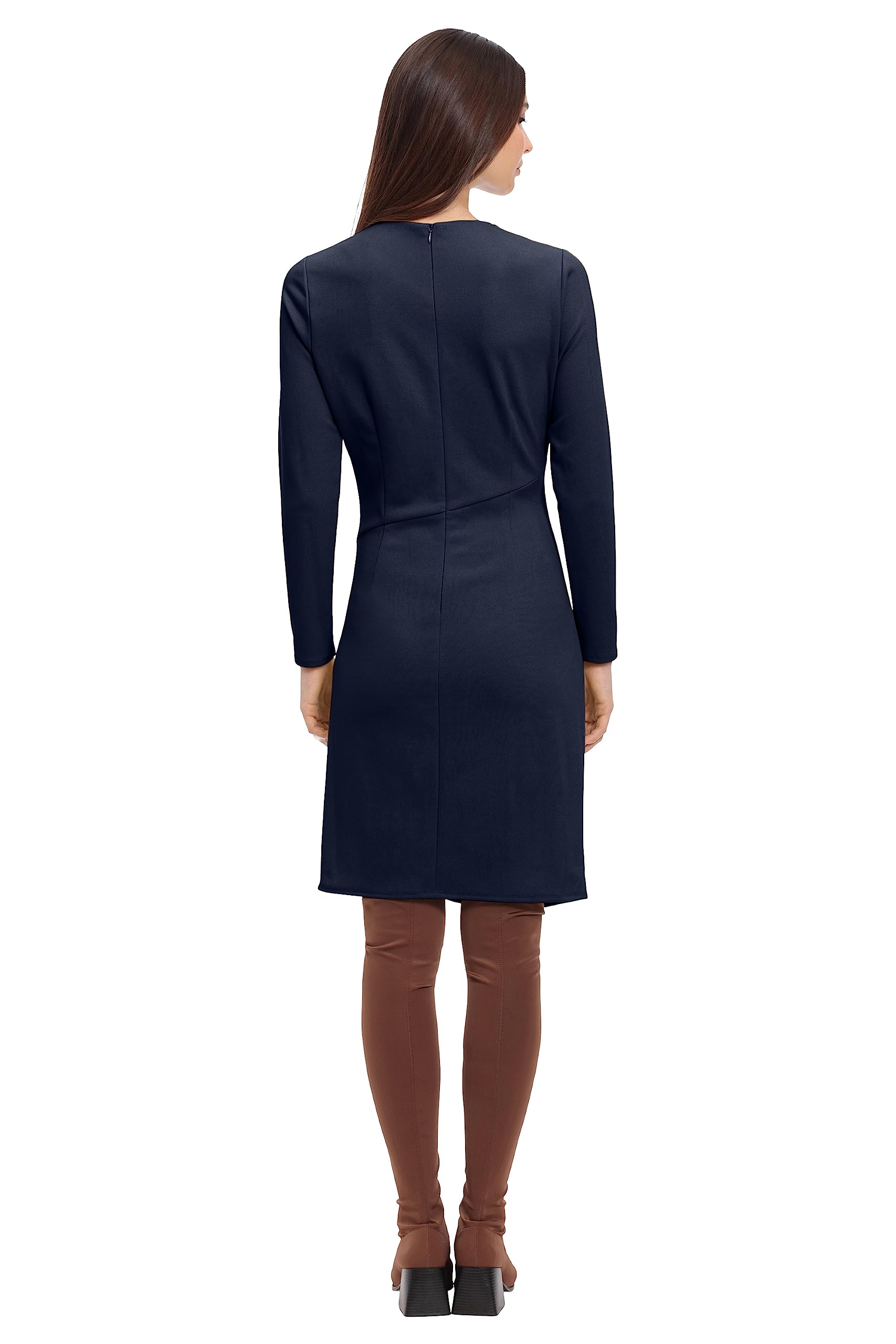 Donna Morgan Women's Long Sleeve Faux Wrap Dress - Elegant Office & Party Wear for Women | Flattering A-Line Silhouette | Plus Size Options Available | Perfect for Work, Cocktail Events & Special Occasions