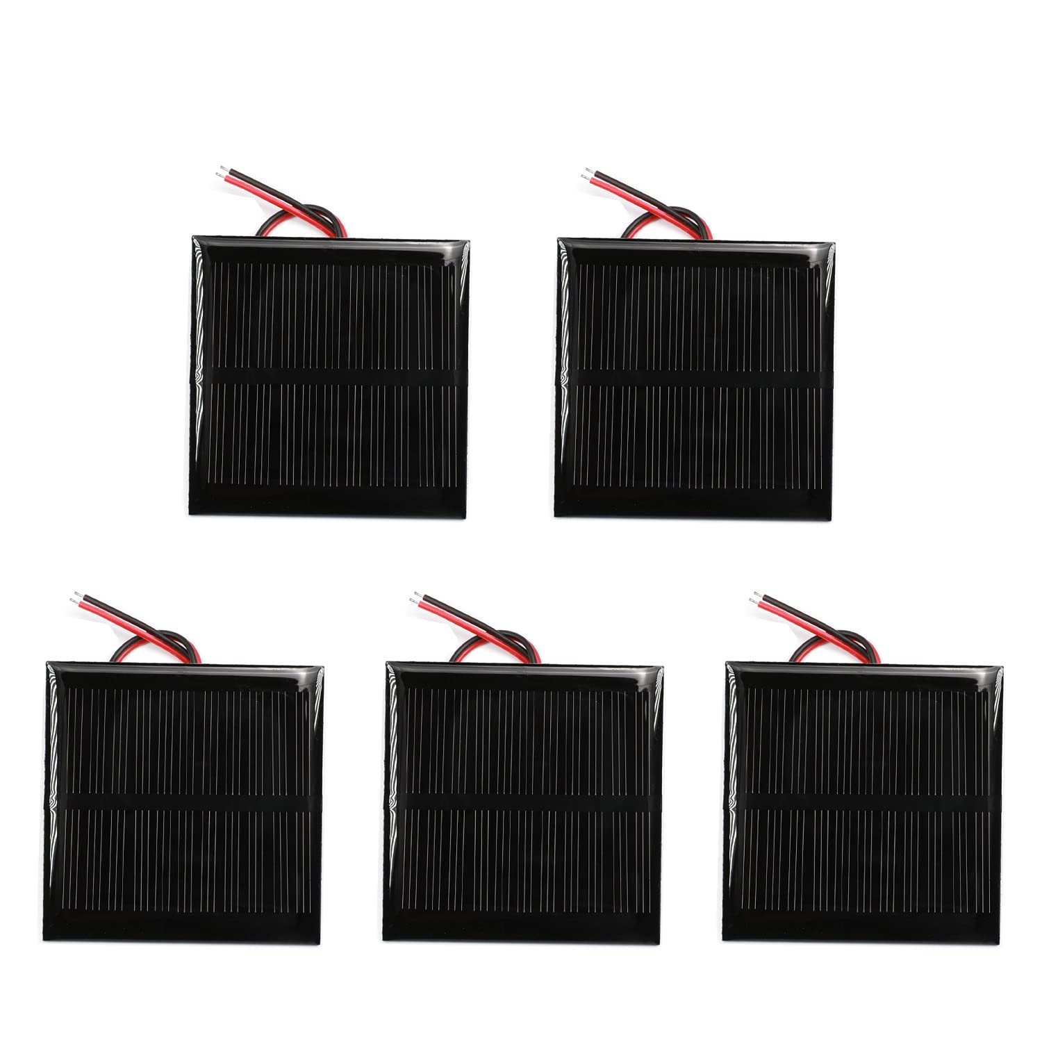 Bettomshin 5Pcs 5.5V 0.6W Mini Solar Panels - Polycrystalline Solar Cells for DIY Solar System Kits, Light Electric Toys, Solar Battery Charger (2.56
