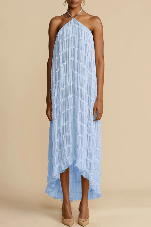 Versatile Vintage Pleated Drawstring Waist Tiered Maxi Skirt for Women | Boho Chic Flowy Long Skirt | Perfect for Casual Outings, Beach Vacations & Summer Festivals