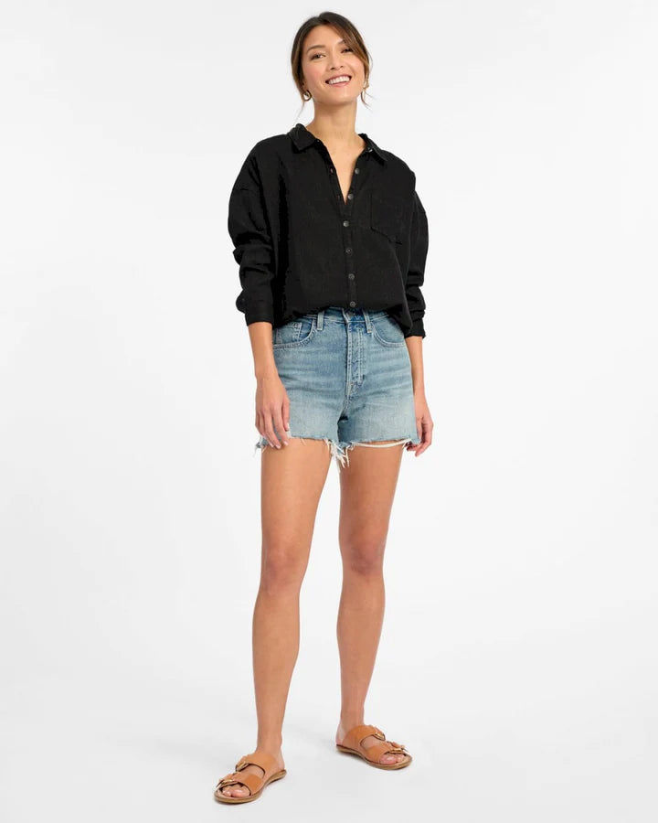 Becka Shirt for Women - Classic Black Button Down Blouse | Office Wear, Casual Outfit & Business Attire