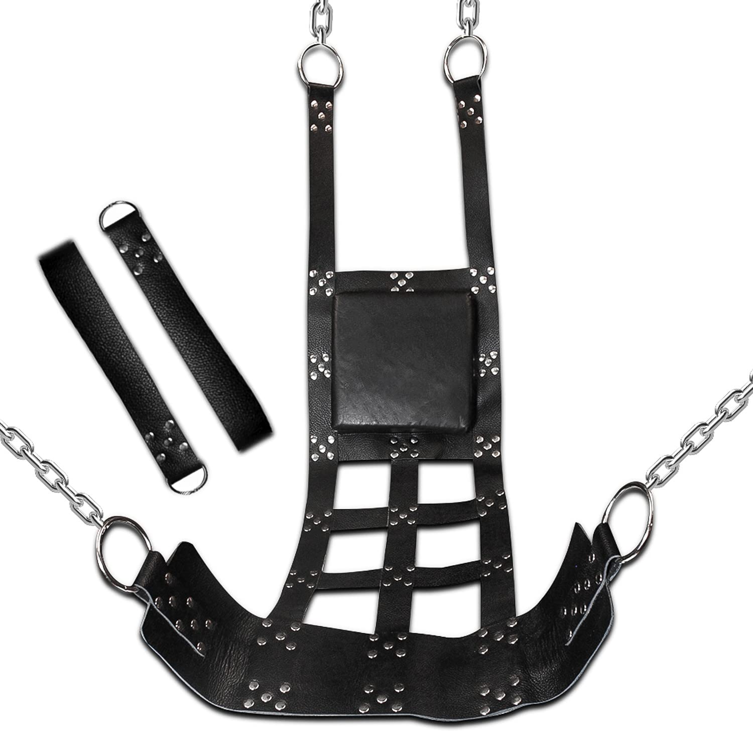 Premium Heavy Duty Leather Bondage Hammock with Adjustable Stirrups & Support Rope - Adult Sex Swing for Couples, BDSM, Spice Up Bedroom (Swing-01) | Perfect for Master/Slave Play, Tantric Yoga & Sensory Deprivation Experiences