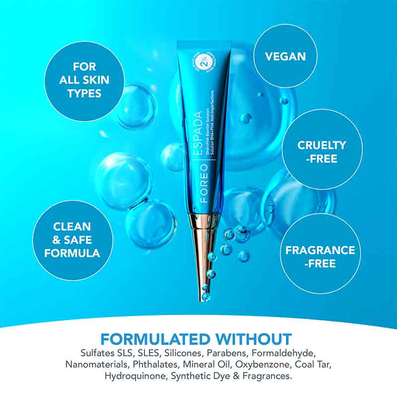 Foreo Espada BHA+PHA Acne Treatment Blue Light Therapy for Clear Skin - Perfect for Daily Skincare Routine & Travel