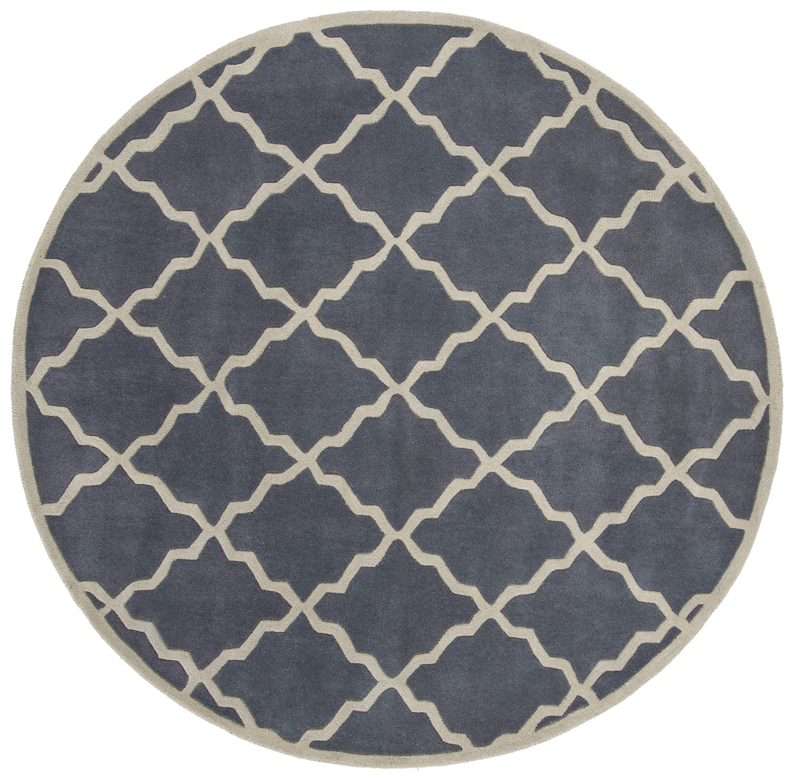 SAFAVIEH Chatham Collection 5' Round Grey CHT940K Handmade Trellis Premium Wool Area Rug for Living Room, Bedroom & Office - Soft & Durable Floor Covering