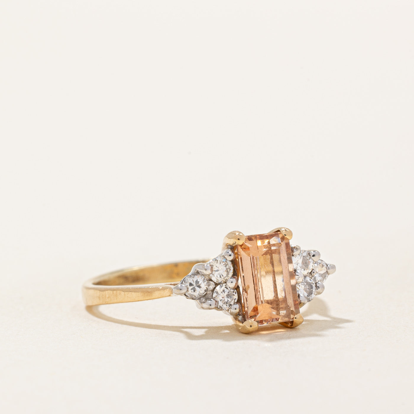 1.10ct Peach Topaz & 0.21ct Diamond Ring - Size 6.75 - Elegant Birthstone Jewelry for Women - Perfect for Anniversary, Engagement & Special Occasion Gifts