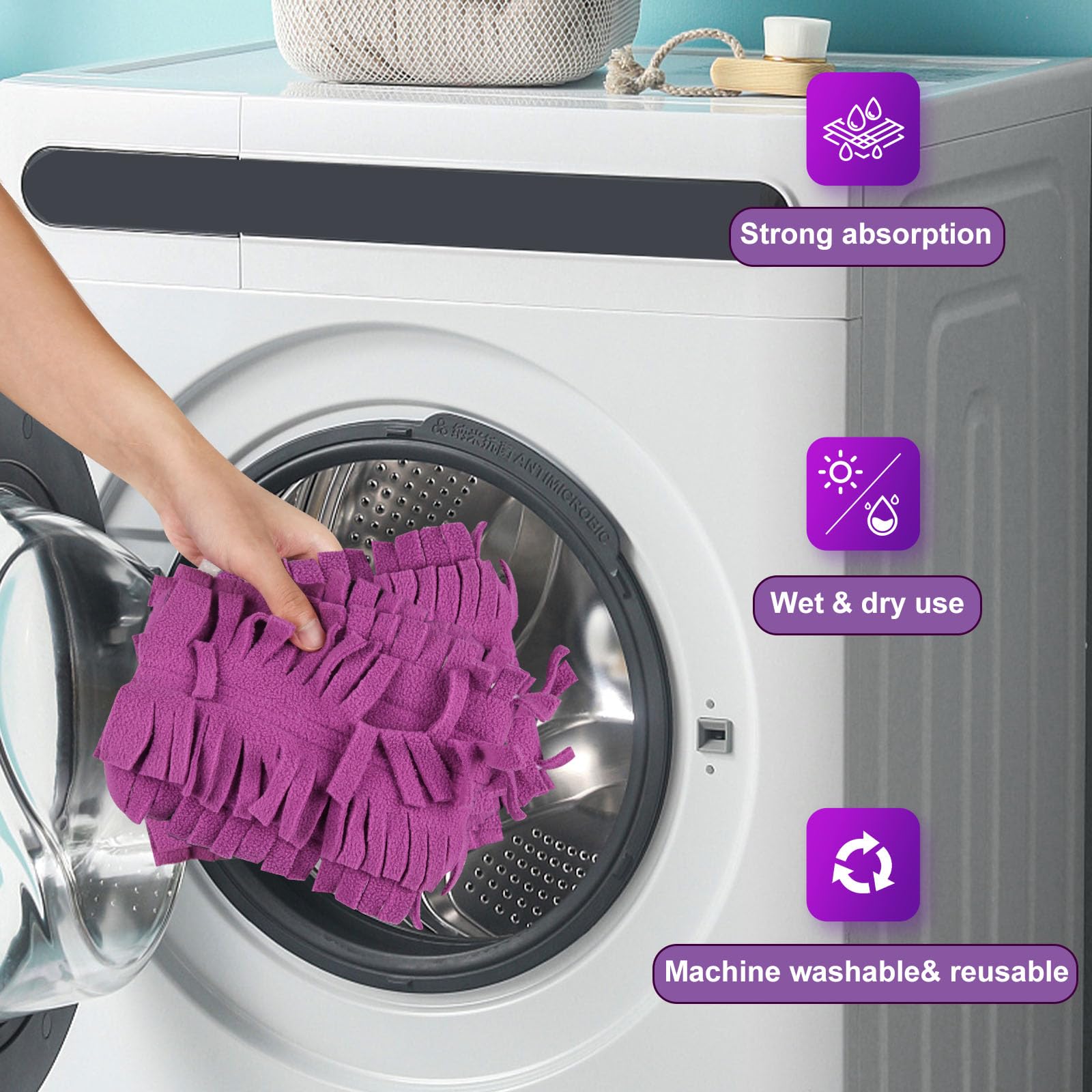 12 Pack Purple PowerMop Refill Pads - Reusable Microfiber Mop Pads Replacement for Swiffer PowerMop Multi-Surface & Wood Mops | Washable & Eco-Friendly | Perfect for Hardwood Floors, Tile & Laminate Cleaning