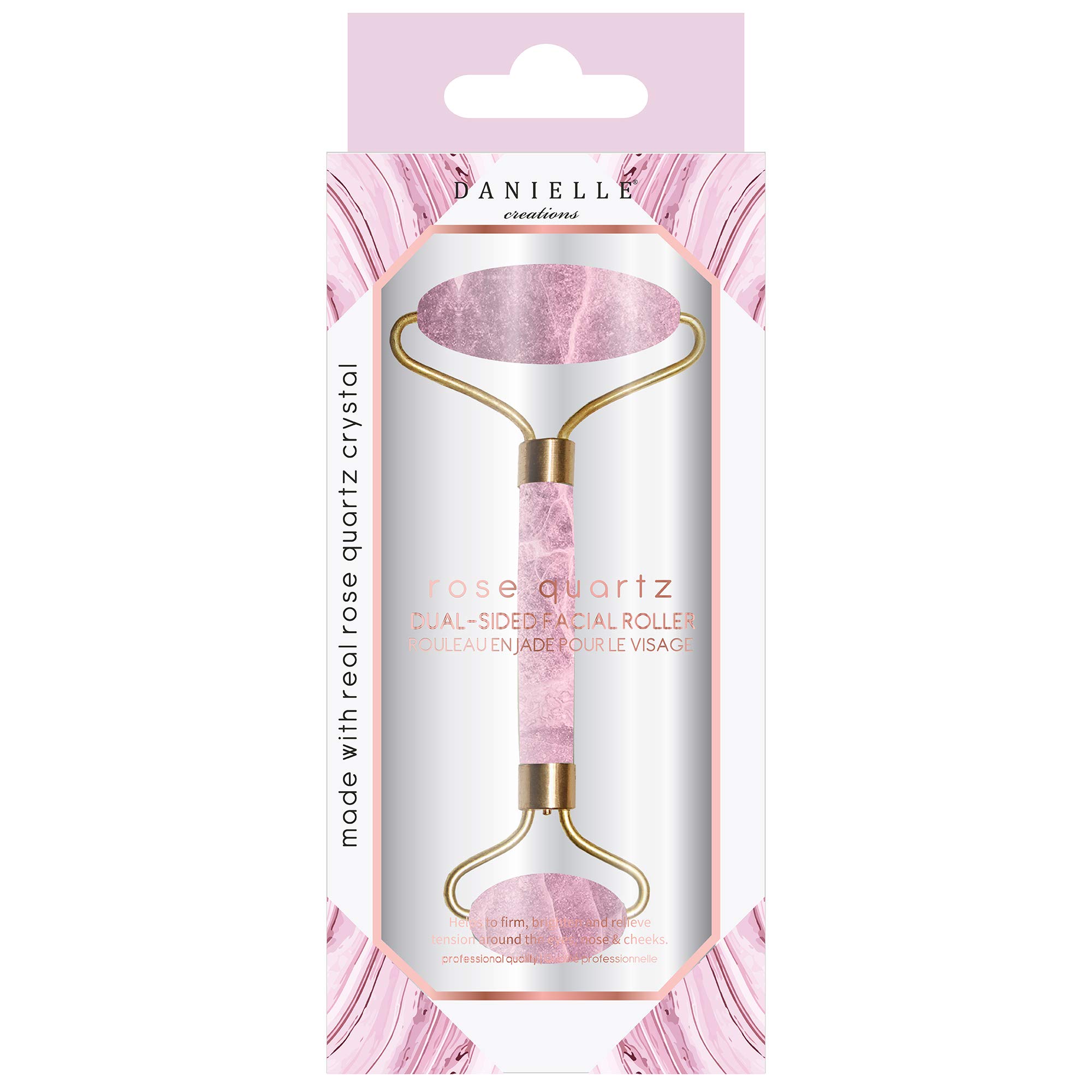 Danielle Jade Roller & Rose Quartz Facial Massager - Dual Head Jade Stone Roller for Face & Neck, Reduce Puffiness & Wrinkles, Perfect for Skincare Routine, Relaxation & Self-Care at Home or Travel