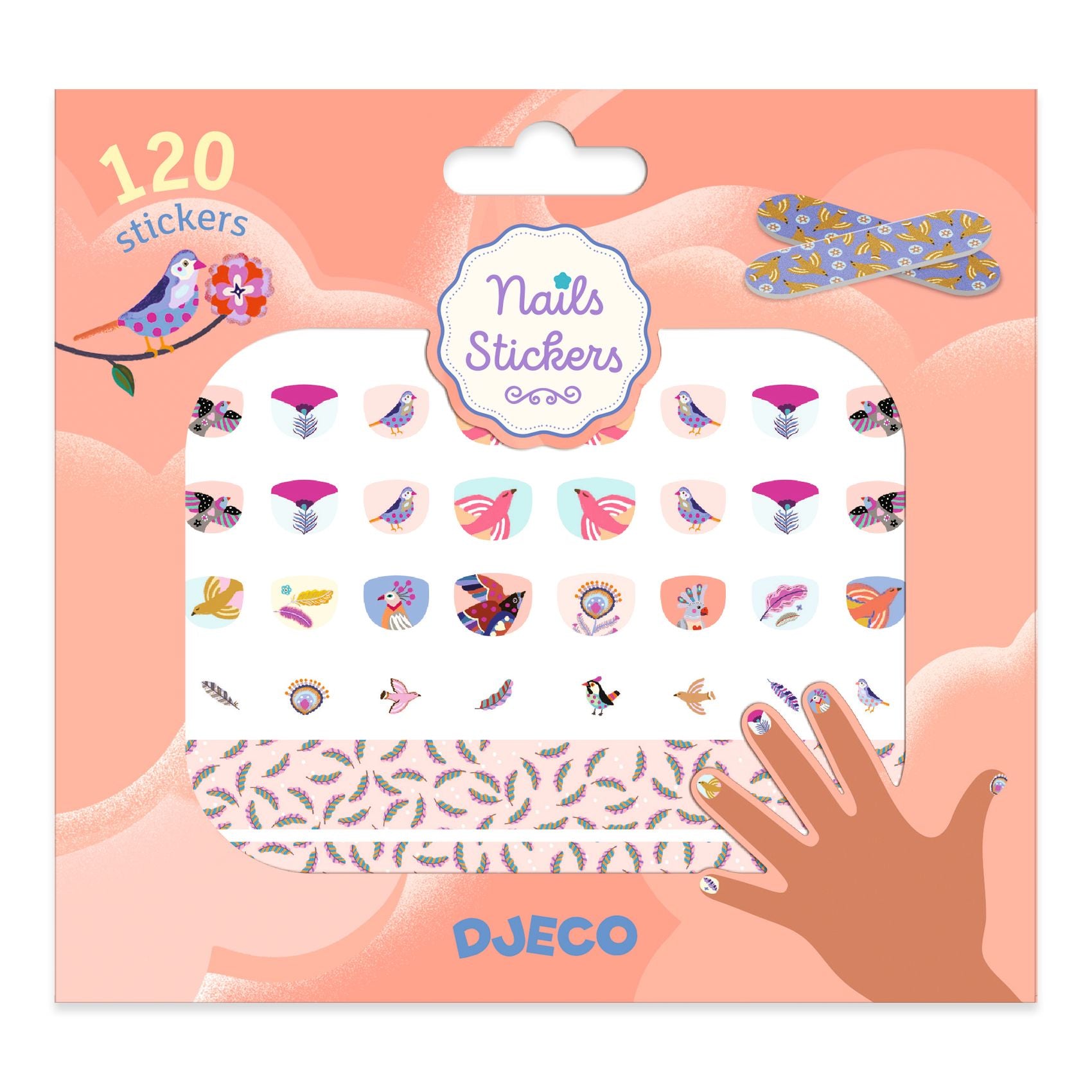 Djeco Feathers Nail Stickers - Self-Adhesive Nail Art Decals for Women | Perfect for Parties, Weddings & Special Occasions