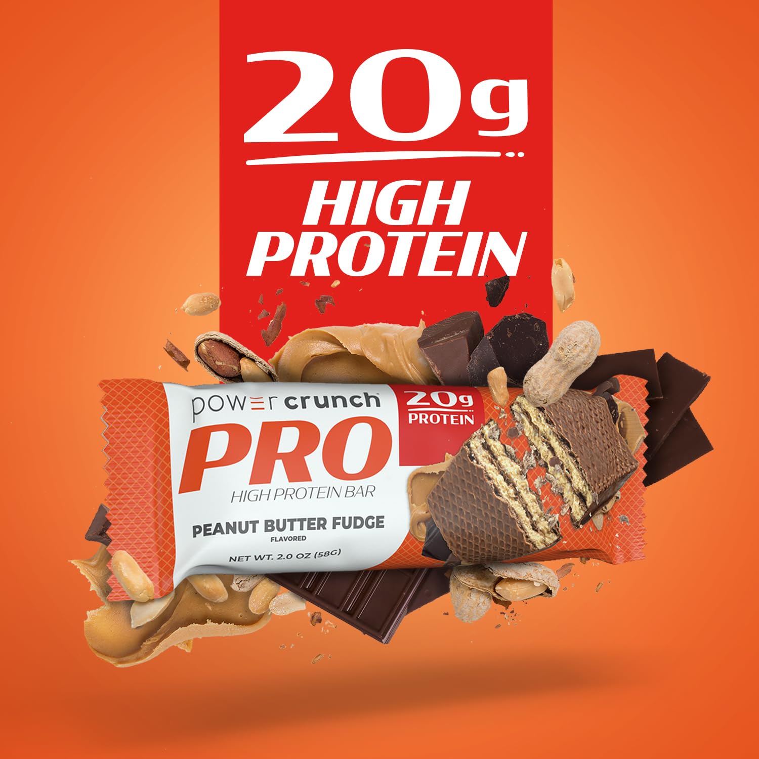 Power Crunch PRO Protein Wafer Bars - High Protein Snacks (12g Protein) with Peanut Butter Fudge Flavor, 2oz (4 Count) - Perfect for Post-Workout Recovery, Keto Diet & On-The-Go Energy Boost