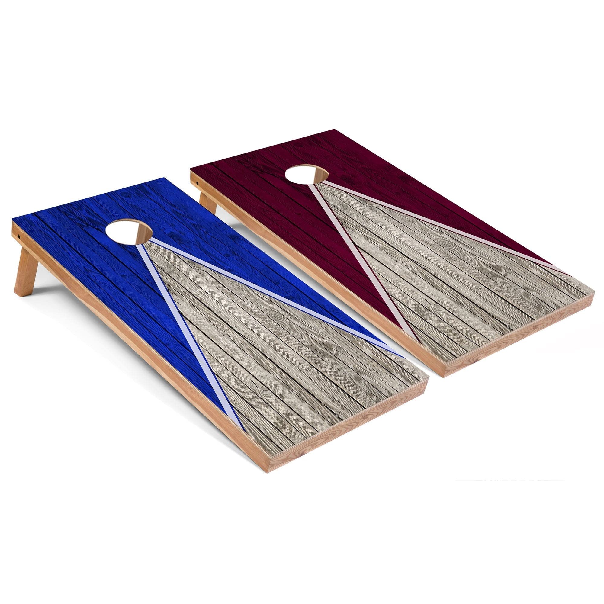 Skip's Garage Royal and Maroon Pyramid Corn Hole Set - Regulation Size Portable Cornhole Game for Adults - Solid Wood or All-Weather Outdoor Bean Bag Toss - Perfect for Backyard Parties, Tailgating, and Family Gatherings