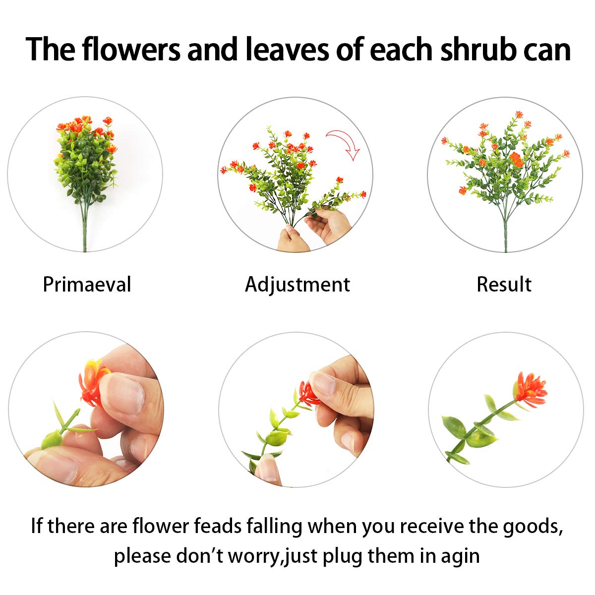 UV Resistant Artificial Flowers Outdoor - 20 Bundles Fake Plastic Flowers & Greenery Shrubs for Garden, Patio, Porch Decor (Orange Red) | All-Weather Faux Plants for Home, Wedding, and Commercial Decoration