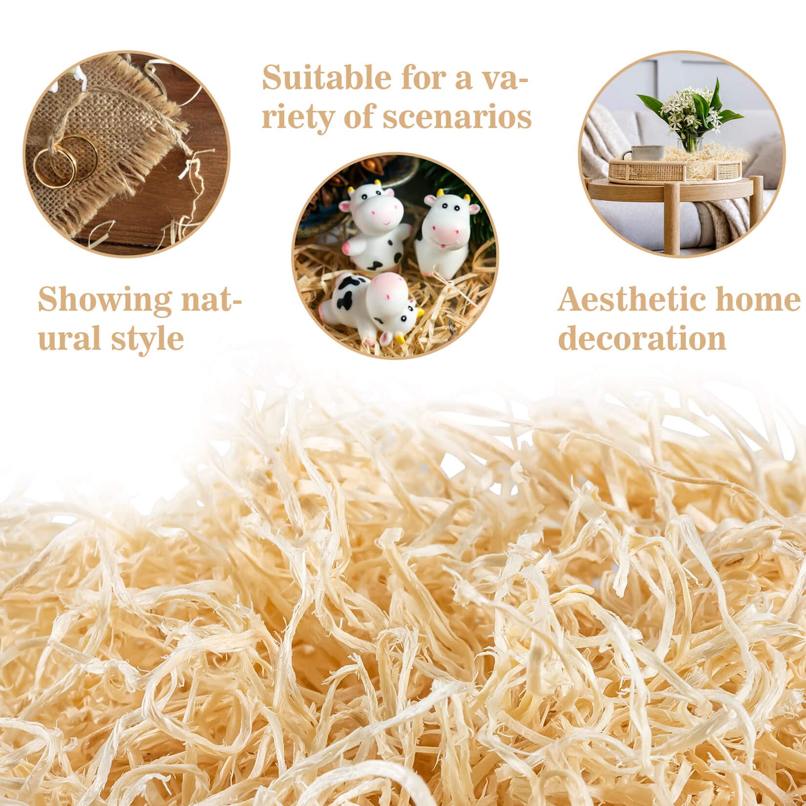 Premium Aspen Wood Shavings Basket Filler - 5oz Natural Wood Chips for Easter Decorations, DIY Crafts, Wreaths & Gift Packaging | Eco-Friendly Excelsior Shredded Fiber for Home Decor, Wedding Centerpieces & Seasonal Displays