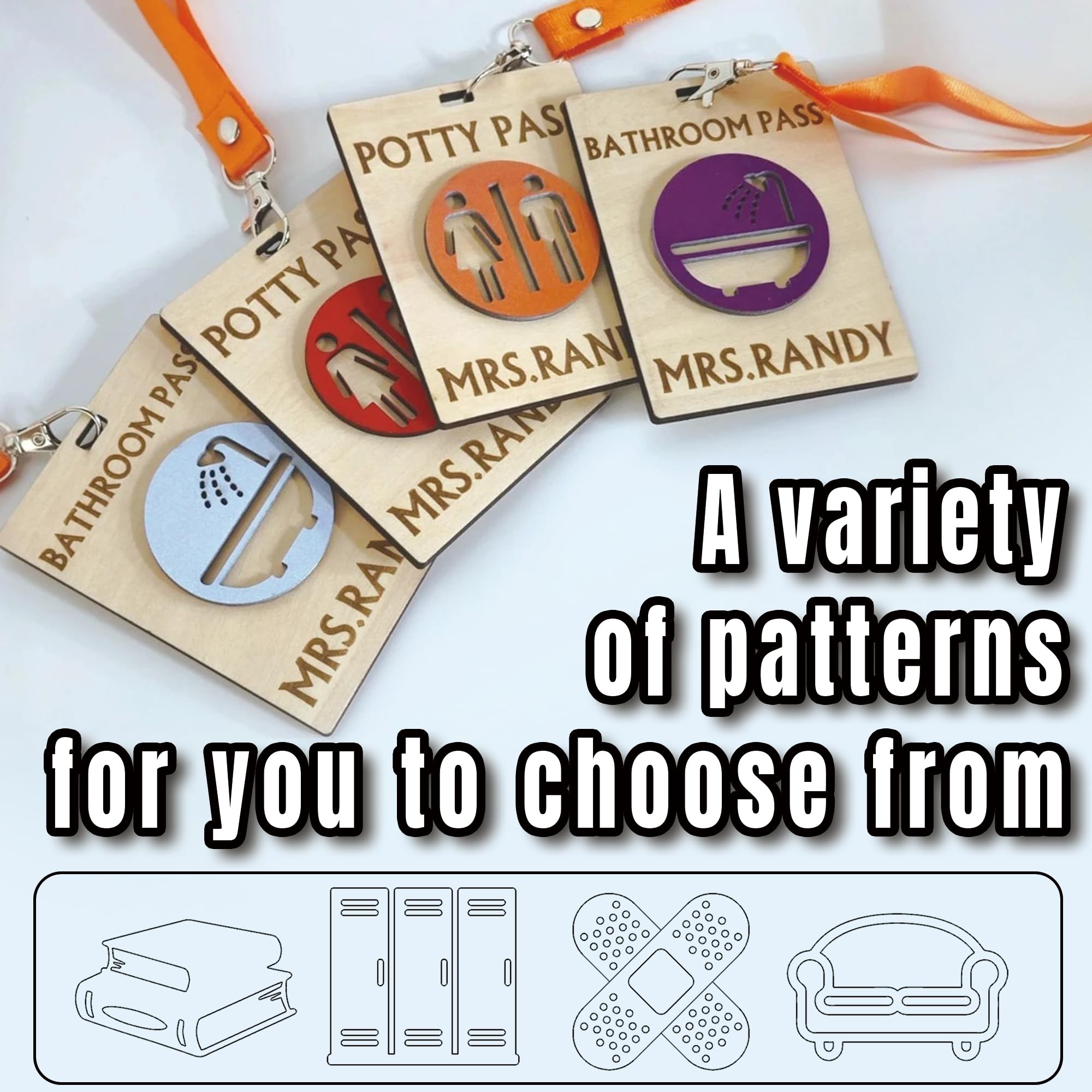 Custom Wooden Hall Passes for Students - Personalized Classroom Pass Set of 2 - School Bathroom, Library, Office & Hallway Pass - Perfect for Teachers & Administrators | Great for Classroom Management & Student Safety