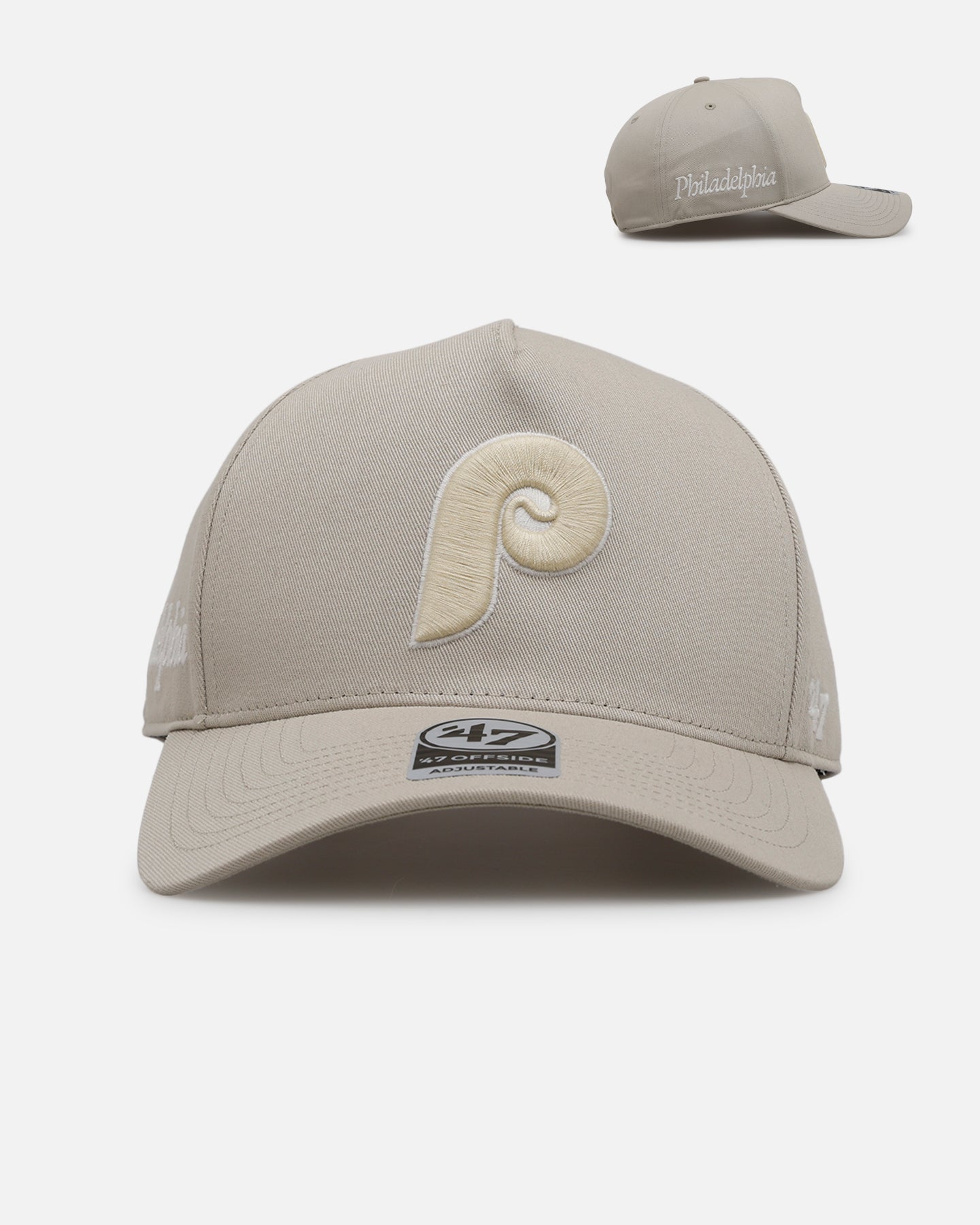 47 Brand Philadelphia Phillies 'Contemporary Basics' Offside DT Snapback Tan Hat - Stylish Baseball Cap for Men & Women - Perfect for Games, Casual Wear & Sports Fans