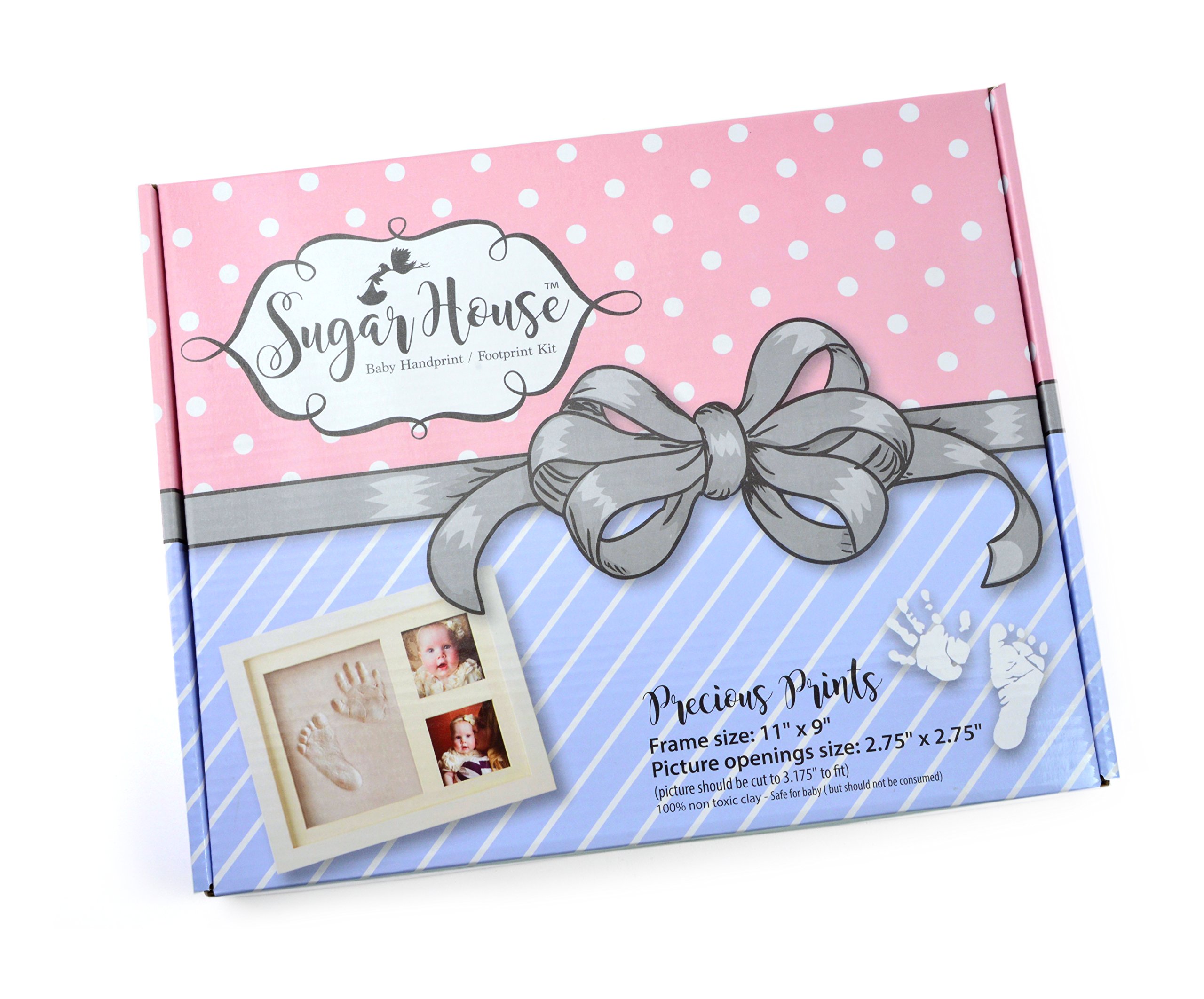 Baby Handprint & Footprint Kit with Clay & Name Stamps - Blue | DIY Keepsake for Newborns, First Birthday Gifts, Baby Shower Favors & Nursery Decor