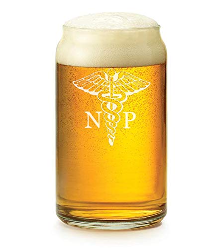 16 oz Beer Can Glass with Handle - Perfect for NP Nurse Practitioner Gifts, Home Bar, Parties & Outdoor Gatherings