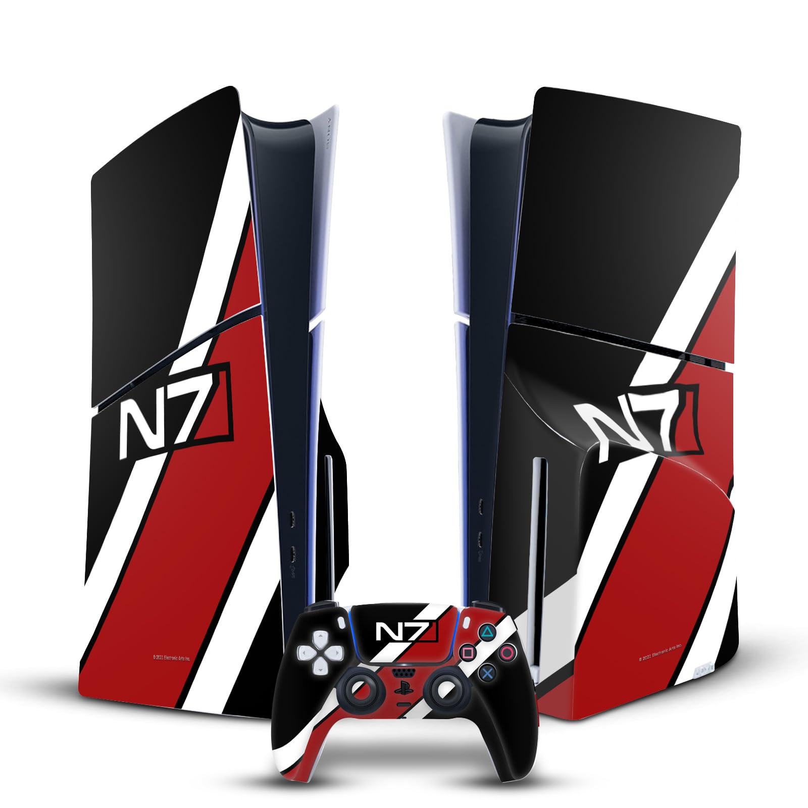Official EA BioWare Mass Effect N7 Logo Vinyl Skin Decal Sticker - Compatible with Sony PS5 Slim/PRO Disc Edition Console & DualSense Controller - Gaming Accessory for PS5 Customization & Protection
