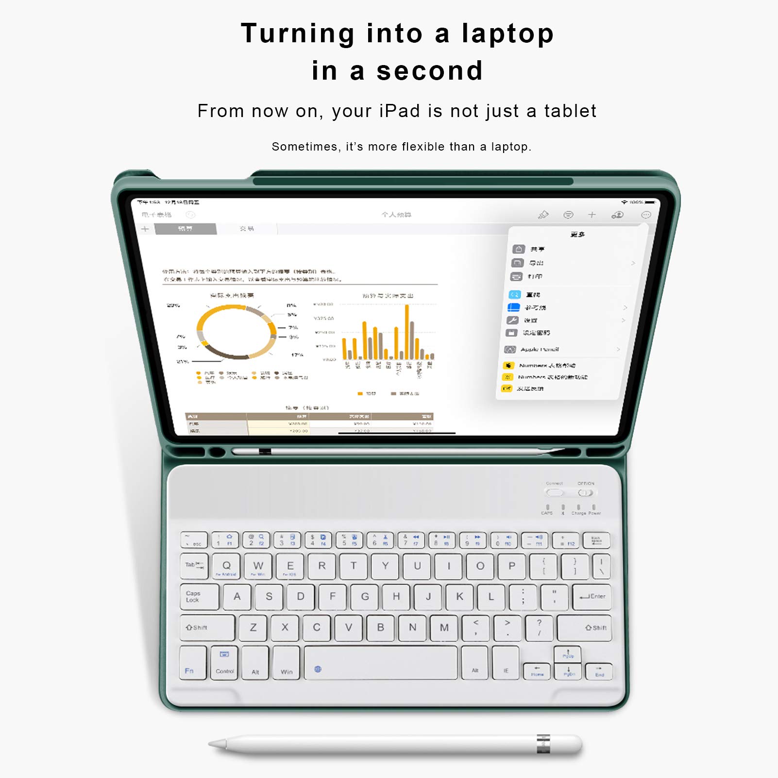 Premium Detachable Wireless Bluetooth Keyboard Case for iPad 6th/5th Gen 9.7
