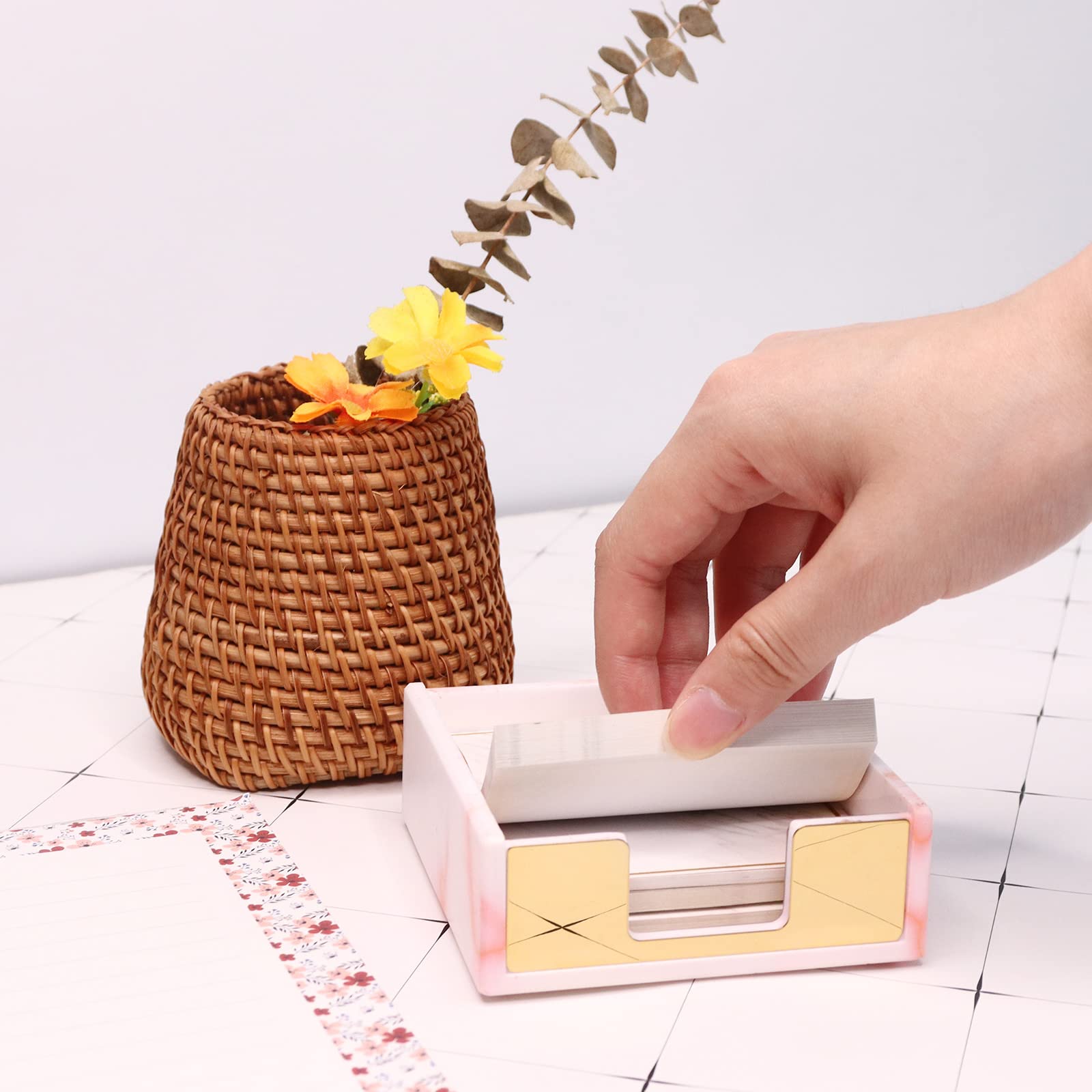 Buqoo Sticky Note Holder Cube - Desk Organizer for Notes, Memos & Office Supplies | Perfect for School, Office & Home Workspace Organization