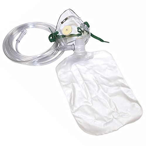 Non-Rebreathing Face Mask for Adults - High Oxygen Concentration with Reservoir Bag (Pack of 1) - Ideal for Emergency Medical Use, Oxygen Therapy & First Aid Kits