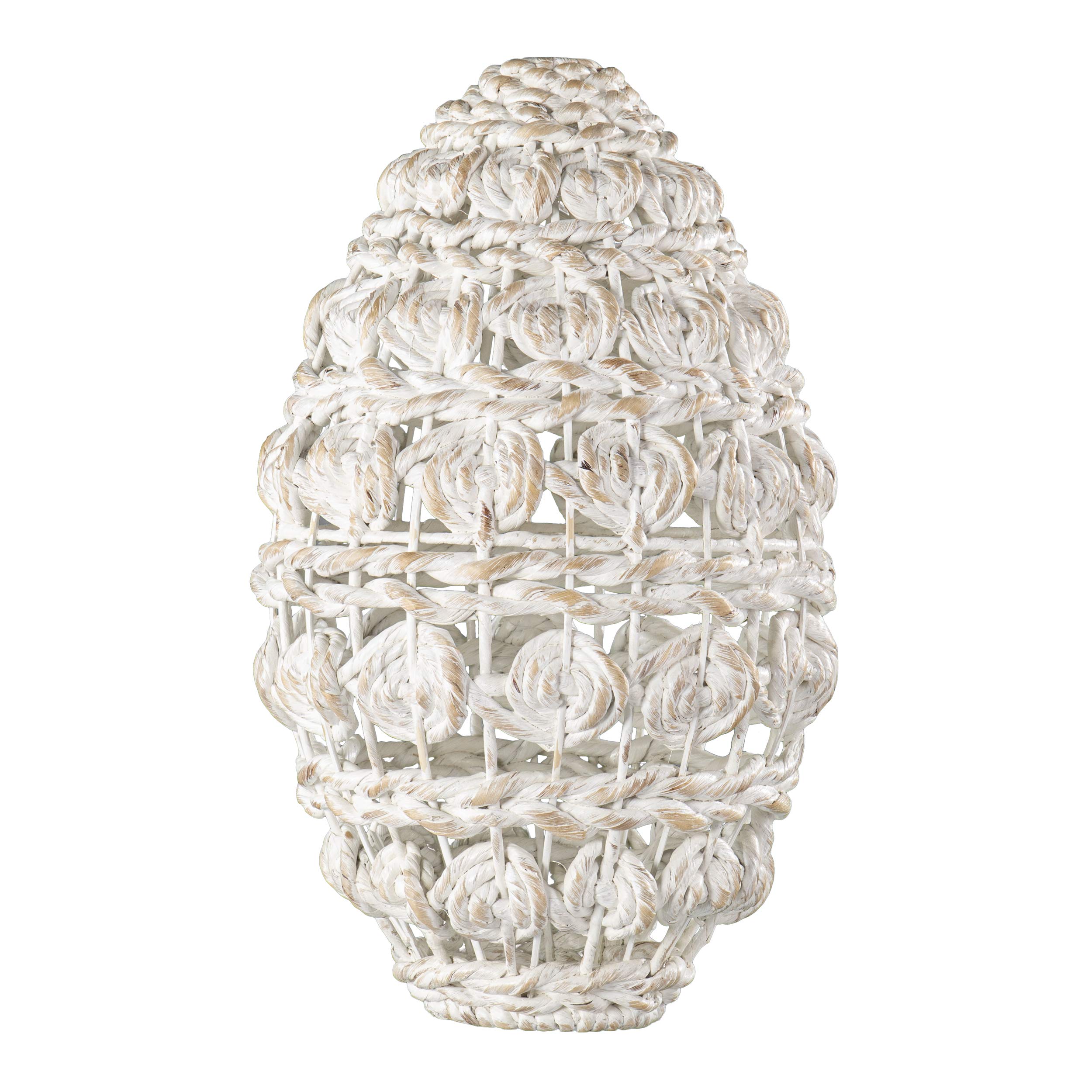 SEI Furniture AMZ3576311TL Rosemill Whitewash Pendant Shade - Farmhouse Style Ceiling Light Fixture for Kitchen, Dining Room & Bedroom Lighting