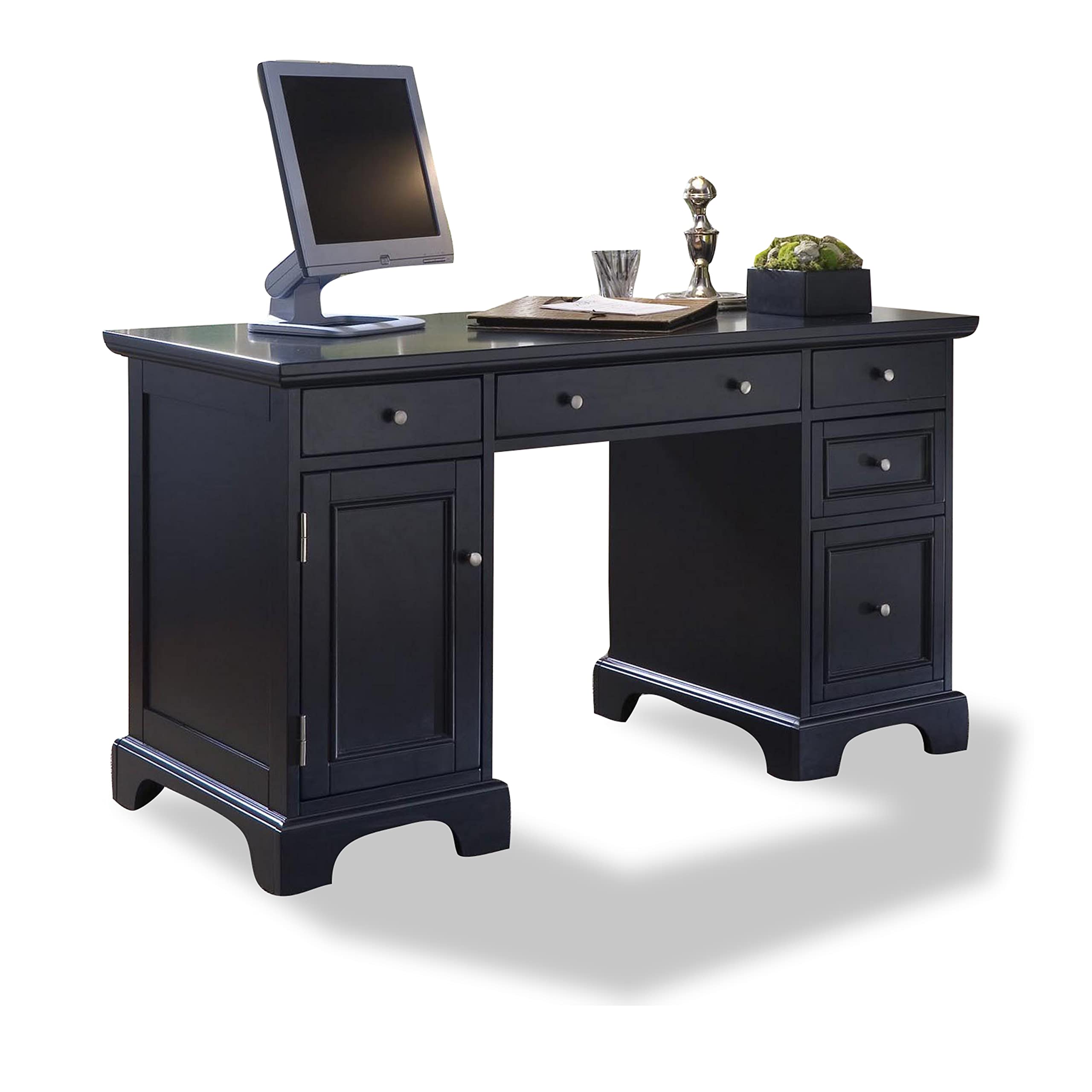 Homestyles Black Pedestal Desk for Home Office Work
