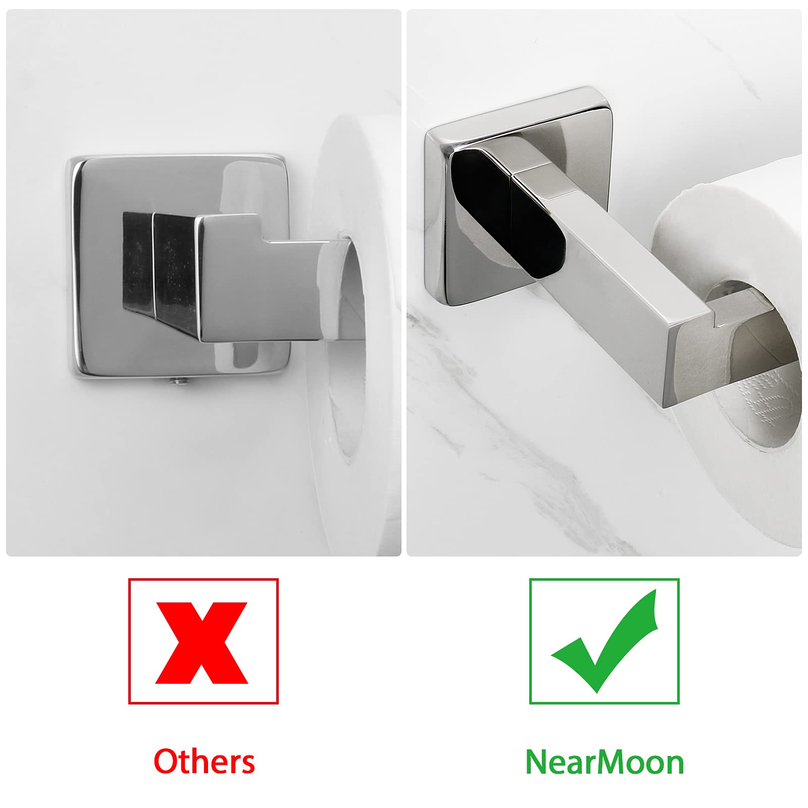 Premium SUS304 Stainless Steel Square Hand Towel Holder & Toilet Paper Holder Set - Rustproof Wall Mounted Bathroom Accessories for Kitchen, Washroom (Chrome Finish) - Perfect for Modern Home Decor & Space Saving Storage