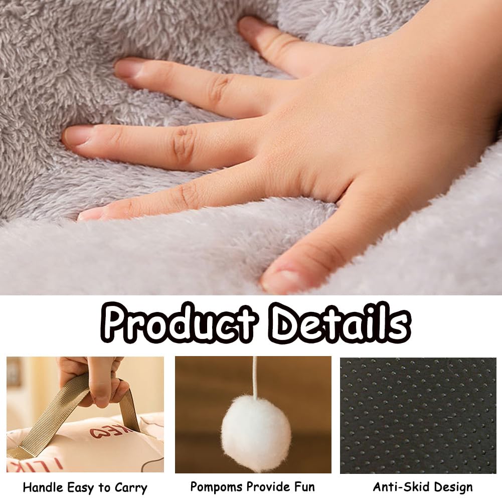 Premium Dog Bed House - 2-in-1 Indoor Pet Bed for Small Dogs & Cats with Fluffy Mat, Washable Cover, Waterproof & Non-Slip Bottom (Medium, Brown/Grey) - Perfect for Living Room, Bedroom & Pet Travel Carrier