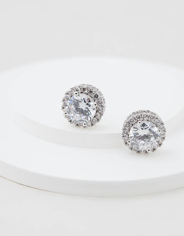 Elegant Wedding Earrings | Classic Crystal Halo Stud Earrings by Stephanie Browne – Perfect for Brides, Bridesmaids & Formal Occasions