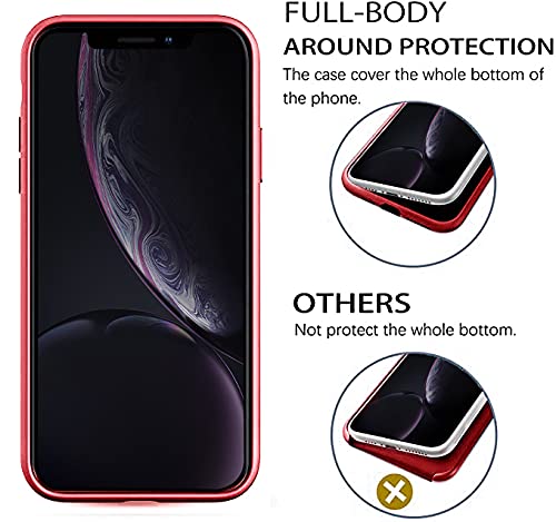Liquid Silicone Wallet Case for iPhone XR 6.1 Inch - Slim Protective Phone Cover with Card Holder & RFID Blocking - Soft Durable Material (Red) - Perfect for Daily Use, Travel & Hands-Free Convenience