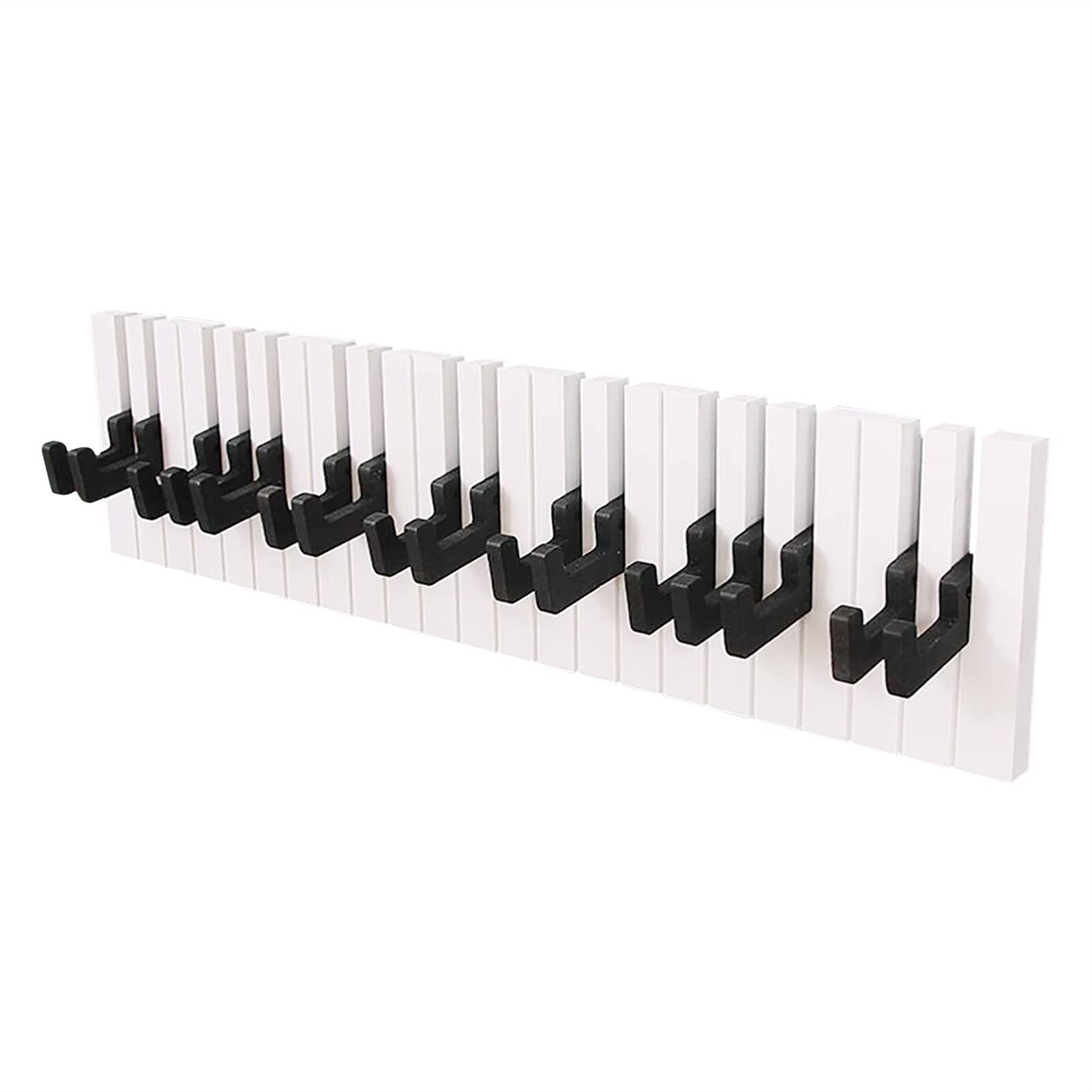 Stylish Piano Key Wall Coat Rack - Wooden Wall Mounted Coat Hanger with Hooks for Jackets, Hats & Scarves - Space Saving Entryway & Bedroom Organizer