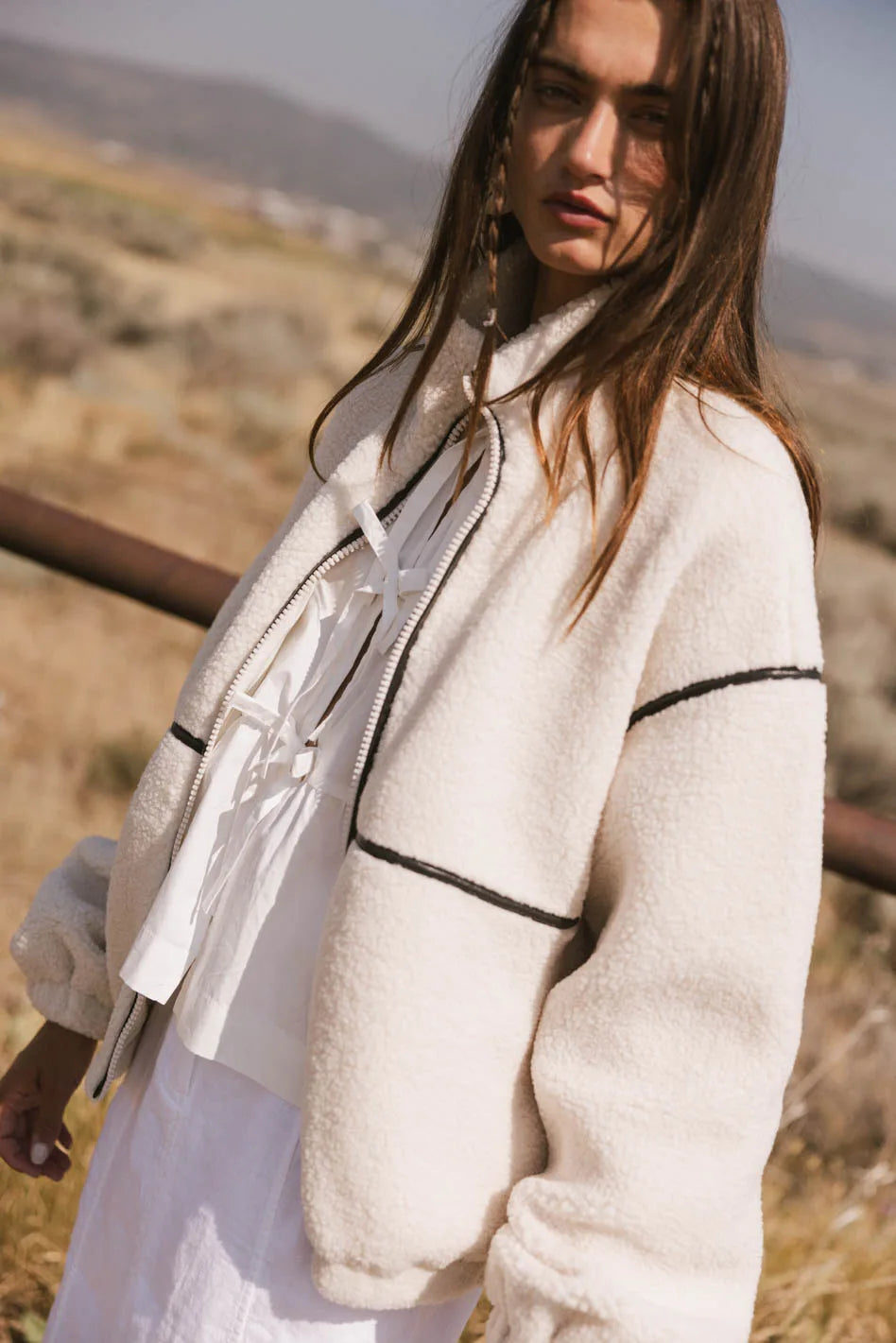 Gabby Fleece Zip Up Hoodie in Cream | Cozy Winter Wear for Women | Perfect for Casual Outfits & Outdoor Activities | FINAL SALE