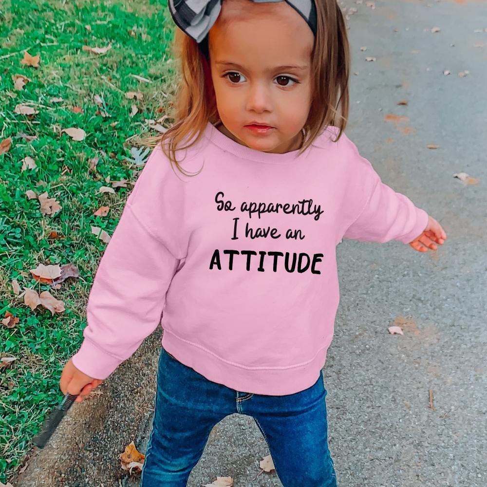 Apparently I Have An Attitude Kids Sweatshirt - Funny Sarcastic Graphic Hoodie for Boys & Girls - Perfect for School, Playdates & Family Outings