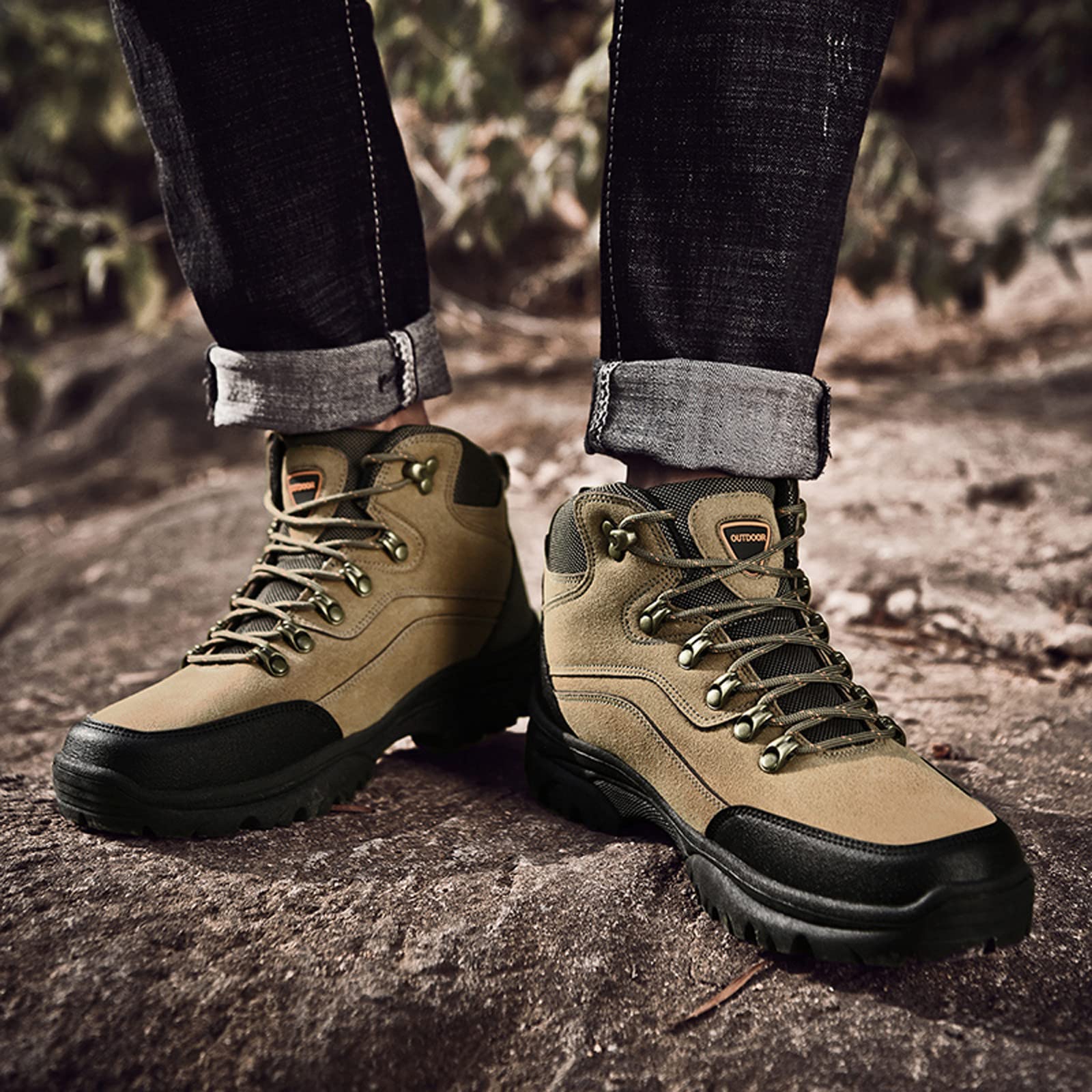 Shije Men's Waterproof Hiking Boots - Lightweight Outdoor Trekking Shoes for Mountain Climbing & Trail Walking - Perfect for Camping, Backpacking & Adventure Travel