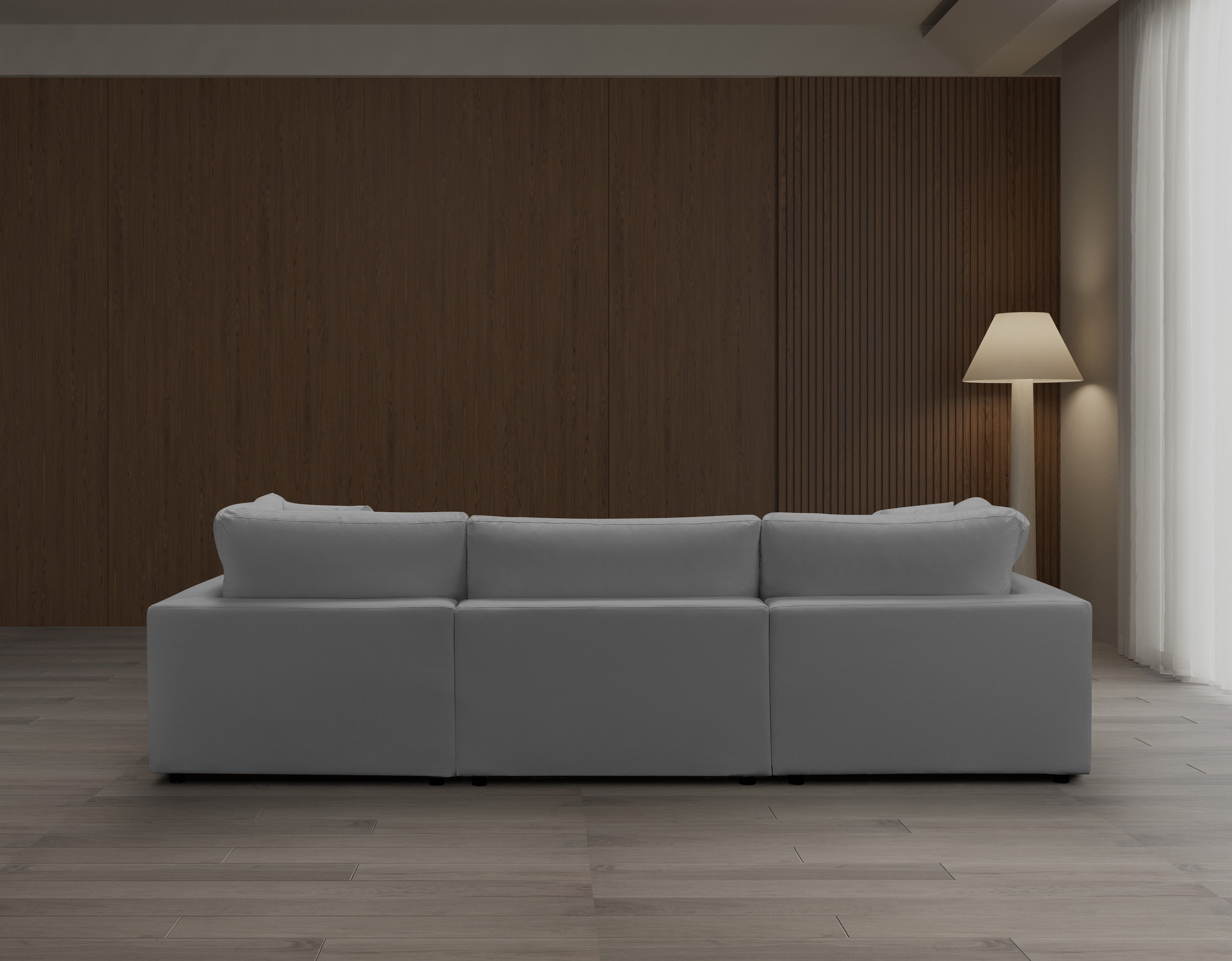 Modern Cali Modular 4-Piece Sectional Sofa with Chaise in Sol Grey - Perfect for Living Room, Lounge & Family Room Comfort