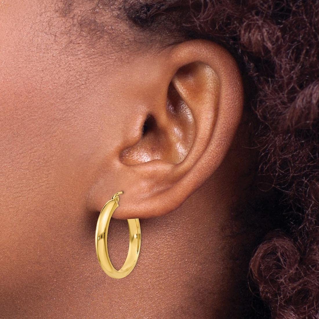 14K Yellow Gold Round Tube Hoop Earrings for Women - Classic Dainty Everyday Jewelry - Perfect for Work, Date Night & Special Occasions