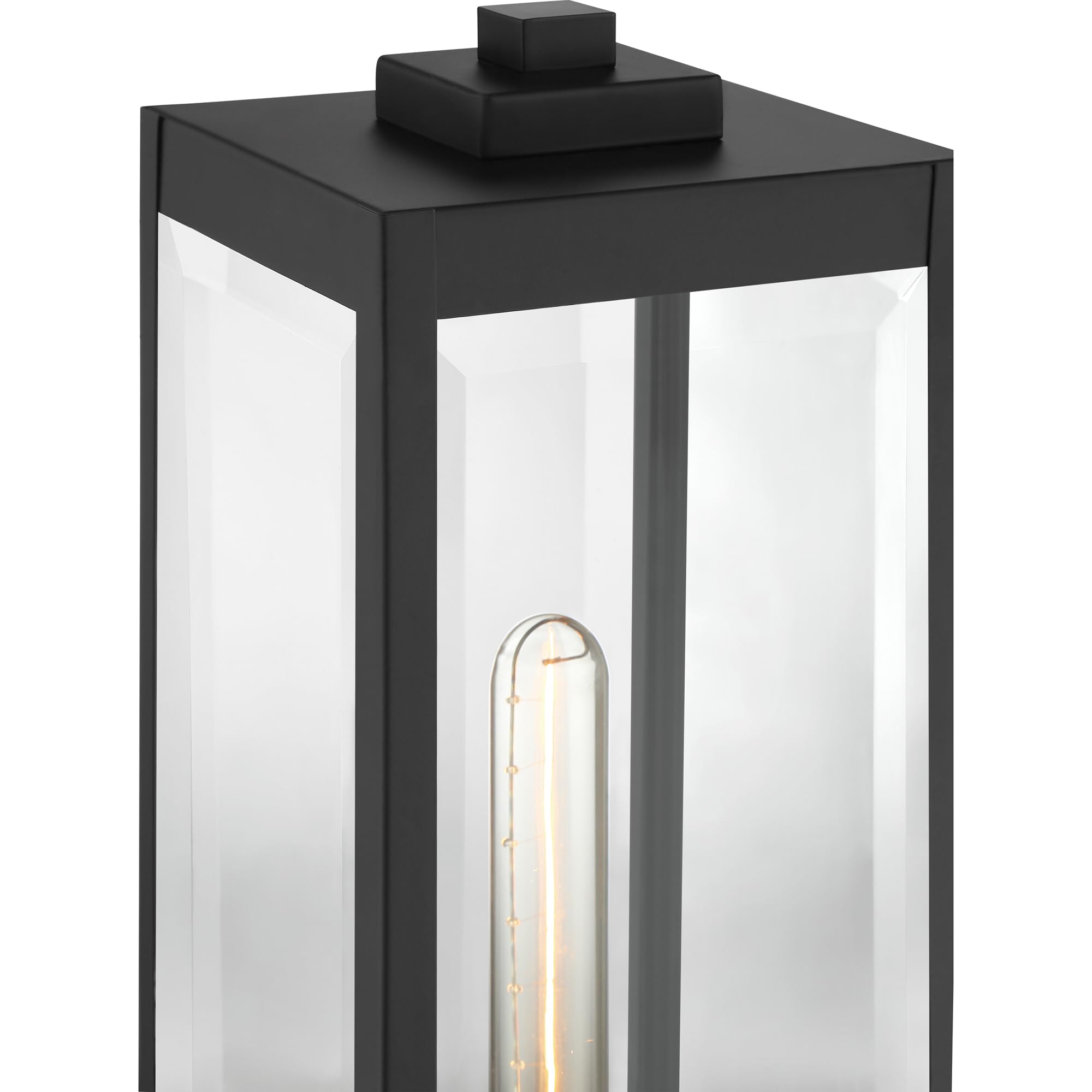 Quoizel Westover 16-Inch Outdoor Post Lantern - Modern 1-Light Black Pole Light with Clear Beveled Glass for Patio, Porch, Garden, Pool & Driveway | Weather-Resistant Exterior Lighting for Enhanced Curb Appeal & Nighttime Safety
